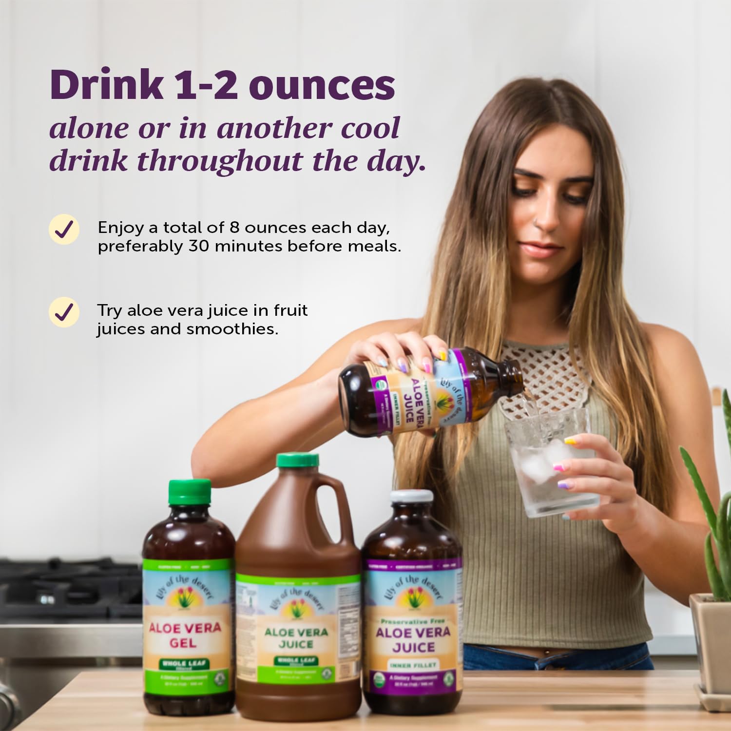 Lily of the Desert Aloe Vera Juice, Whole Leaf Filtered, Organic & Preservative Free – Natural Vitamins, Digestive Enzymes for Gut Health, Lily Of The Desert buy supplements canada