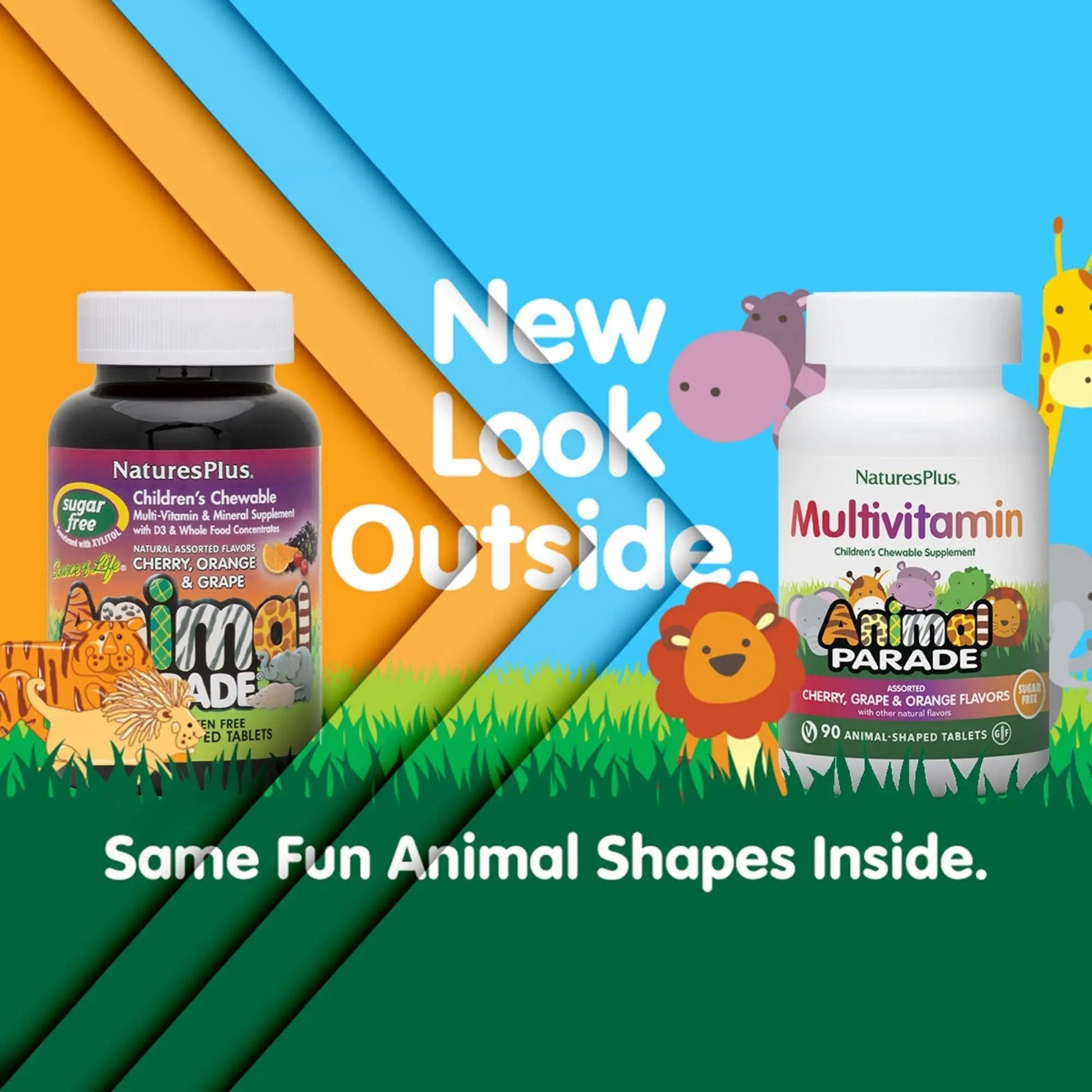 NaturesPlus Animal Parade Sugar-Free Children's Multivitamin - Assorted Cherry, Grape & Orange Flavors - Pack of 2 NaturesPlus buy supplements canada