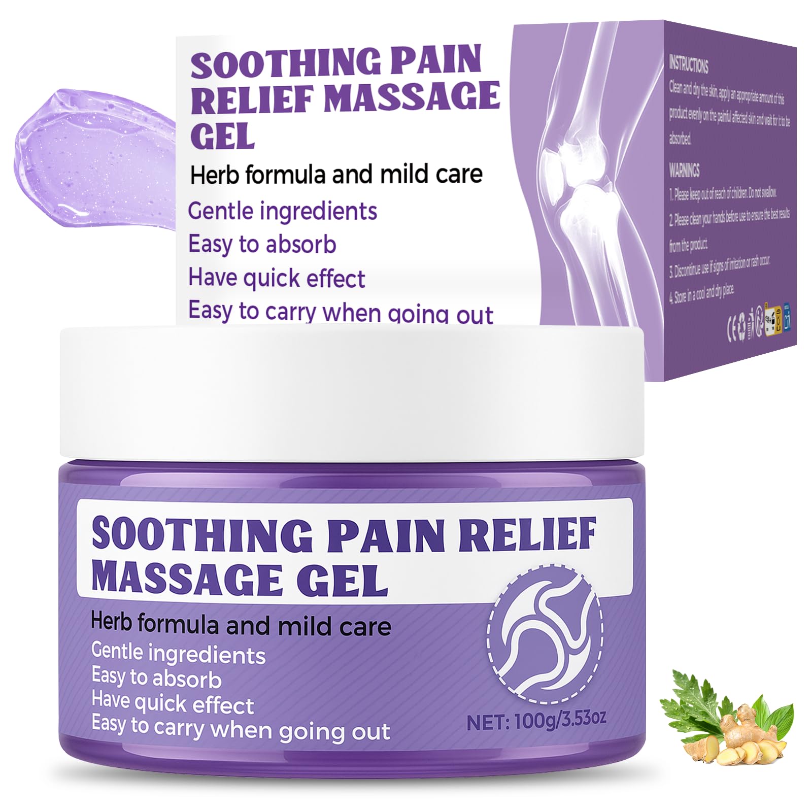 Soothing Massage Gel (100g) - Joint Relief Purple Gel, Natural Ingredients Soothing Relief Cream, Fast-Absorbing Jointgel Cream for Soothing Joint, Shoulder, Knee, Back, Lumbar & Muscle Stiffness Vereclue buy supplements canada
