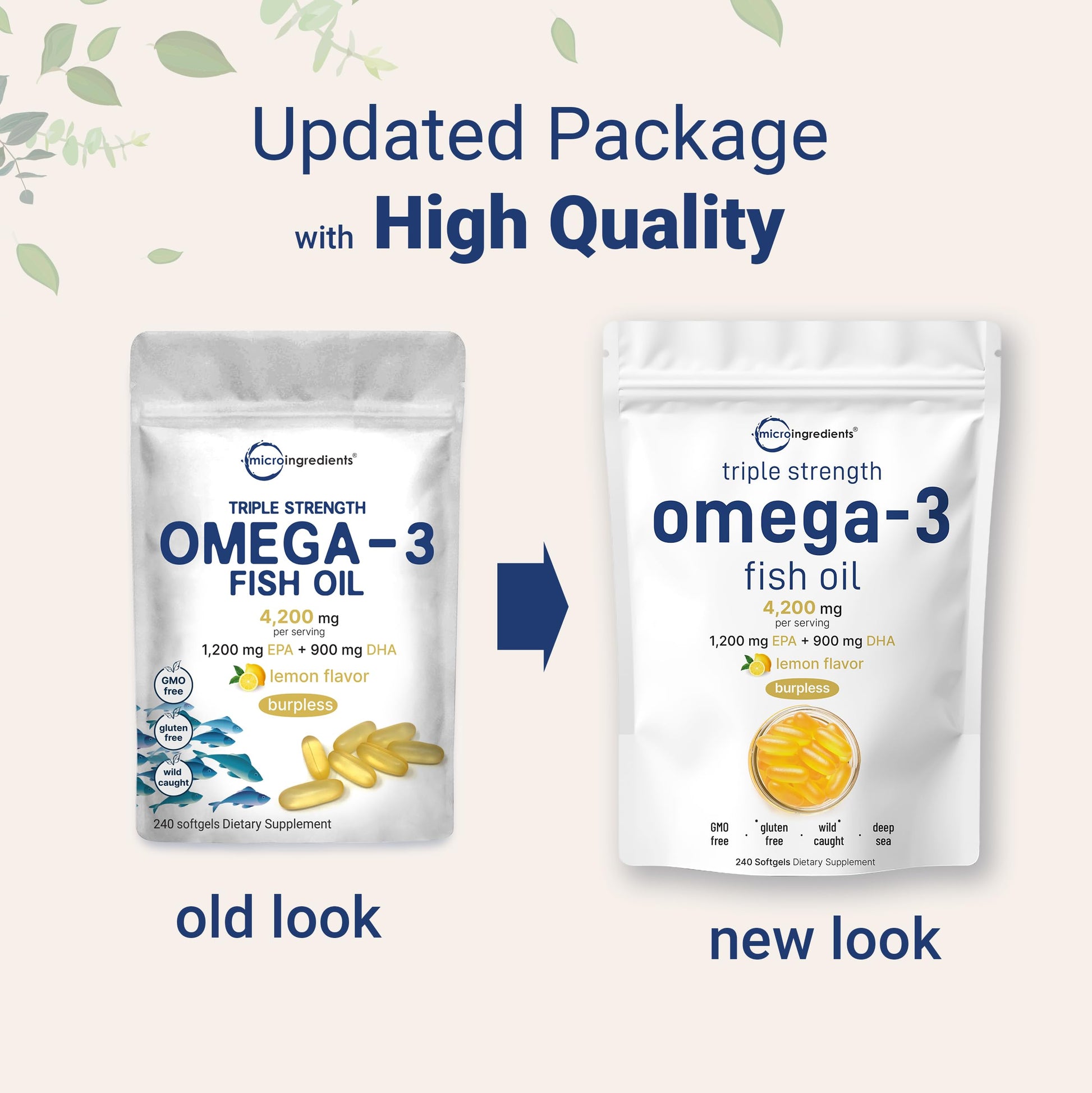 Triple Strength Omega 3 Fish Oil Supplements 4200mg Per Serving, 240 Softgels Micro Ingredients buy supplements canada