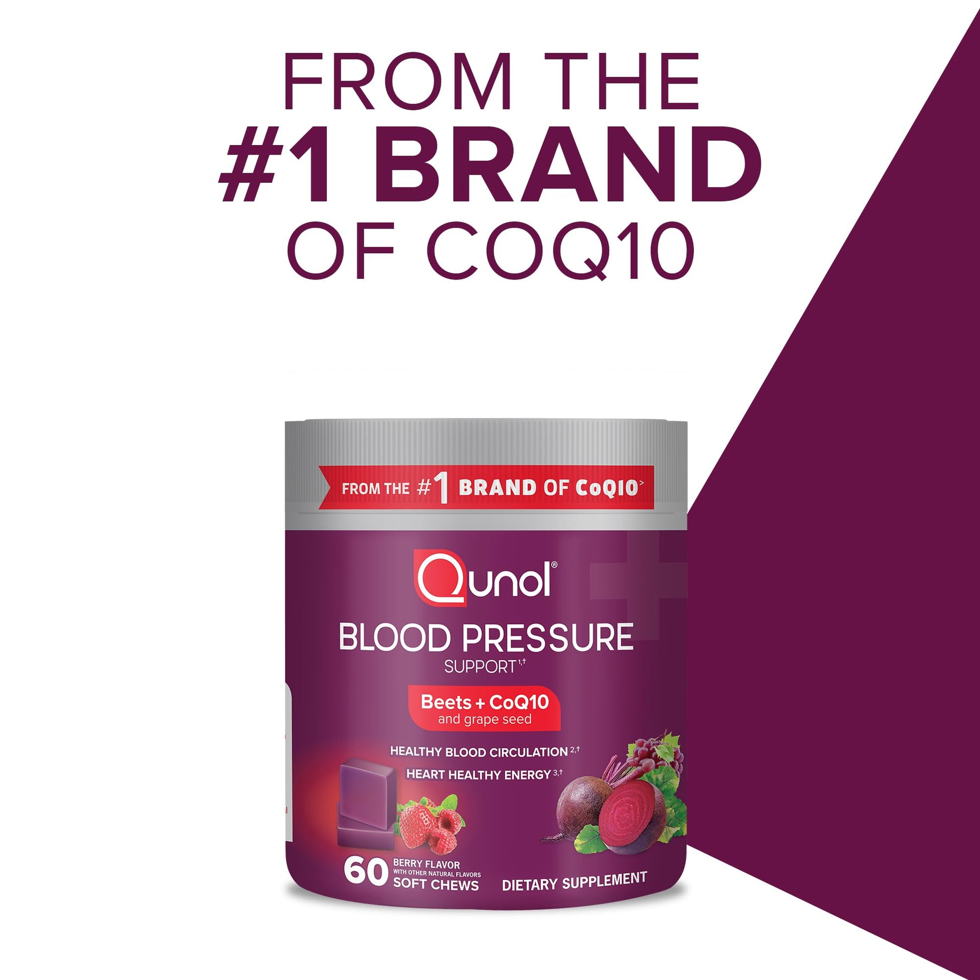Qunol Beets Chews for Blood Pressure Support, 3 in 1 Beets + CoQ10 + Grape Seed Extract Qunol buy supplements canada