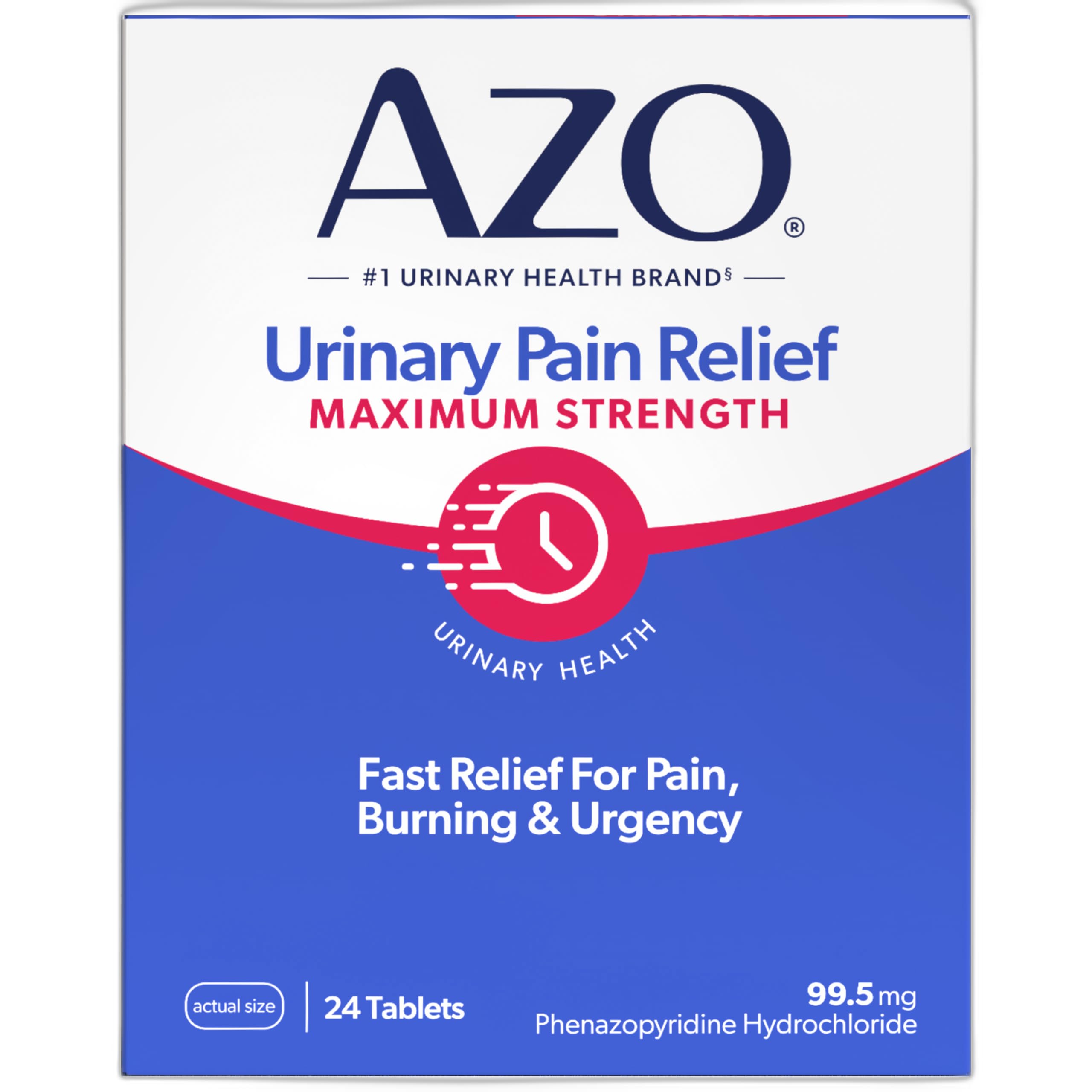 AZO Urinary Pain Relief Maximum Strength, Fast relief of UTI Pain, Burning & Urgency, Targets Source of Pain, #1 Most Trusted Brand, 24 Tablets AZO buy supplements canada