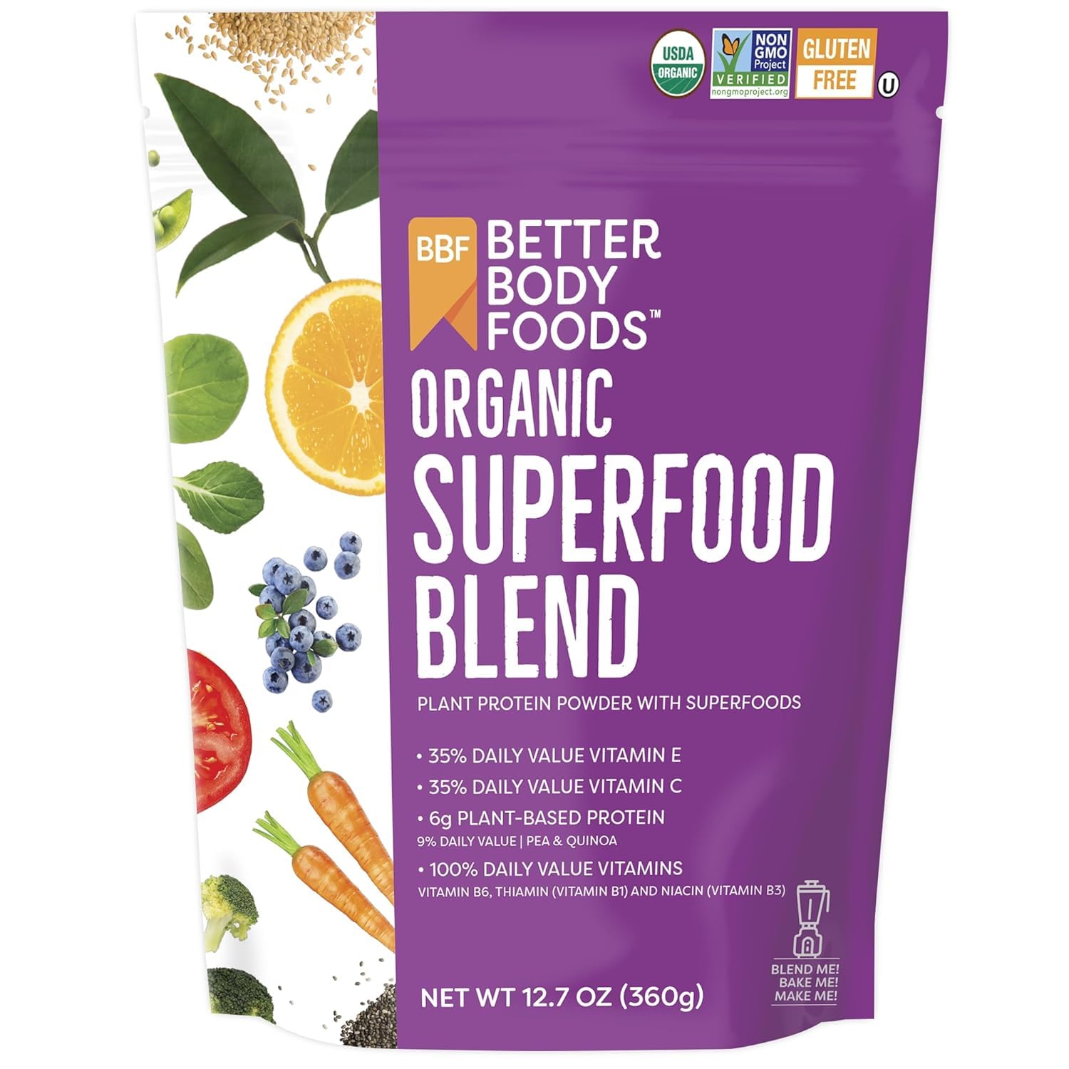 BetterBody Foods Organic Superfood Powder with Protein, Vitamins C, E, and B12 (12.7 oz.) BetterBody Foods buy supplements canada