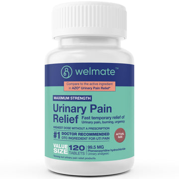 WELMATE Urinary Pain UTI Relief Maximum Strength (Phenazopyridine HCL) - Improve Urinary Tract Health & Bladder Control, Urgency, & Discomfort | Over-The-Counter Medication for Men & Women (120 Pills) WELMATE buy supplements canada