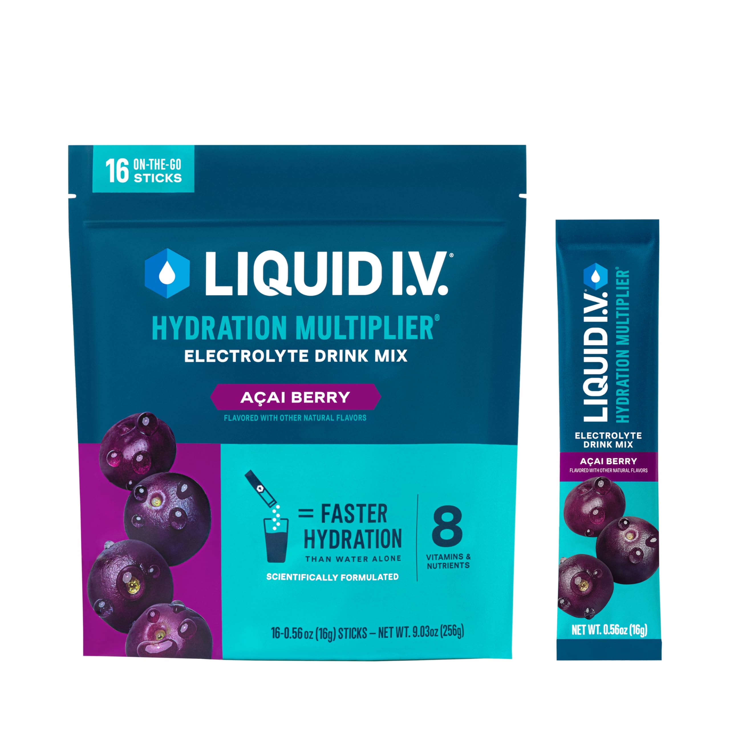 Liquid I.V.® Hydration Multiplier - Acai Berry | Electrolyte Powder Drink Mix | 1 Pack (16 Servings) Liquid I.V. buy supplements canada