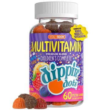 Dippin' Dots - Multivitamin Gummies for Kids Rainbow Fruit Flavor Complete Multivitamin Chewy Gummies Vitamin A, B, C, D3, E, B6, Zinc - 60 Count Vital+Boon buy supplements canada