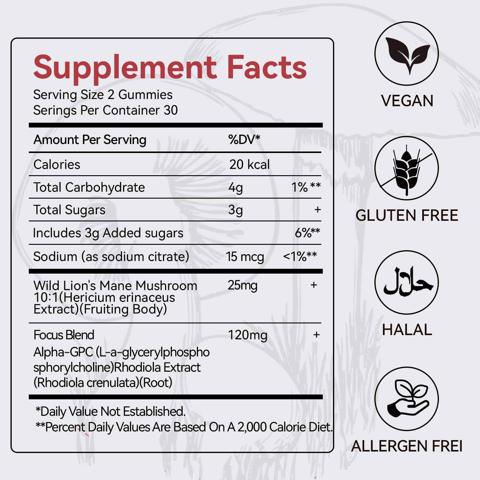 Mushroom Gummies with Lion’s Mane - Alpha Brain Gummy for Focus & Memory - Nootropic Focus Gummies with Rhodiola & Alpha-GPC – Vegan Brain Supplement, Raspberry Pomegranate Flavor, 60 Count (1) QualiLife buy supplements canada