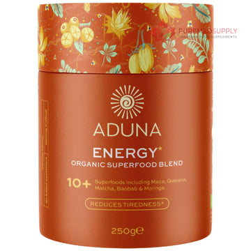 Aduna Organic Energy Superfood Blend | 100% Natural Stir-in Blend With 10+ Superfoods for Natural Energy, Focus & Reduced Tiredness | Vegan Powder for Yogurt, Juices, & Smoothies | 250g Aduna buy supplements canada