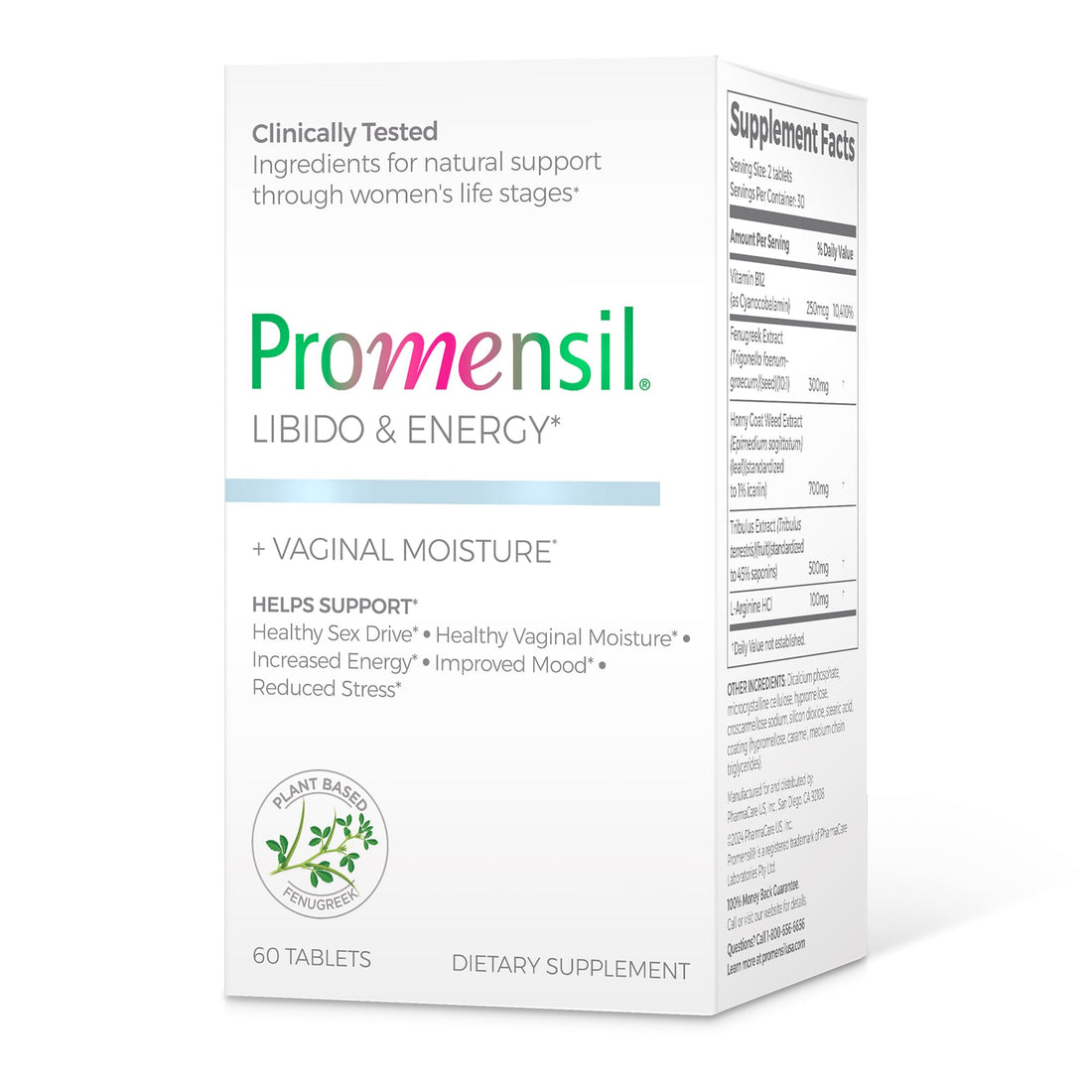 Promensil Libido & Energy - Libido Booster for Women, Sexual Health Support for Women with Low Estrogen, Fenugreek, Horny Goat Weed & Vitamins for Menopause, Clinically Proven - 30 Day Supply Promensil buy supplements canada