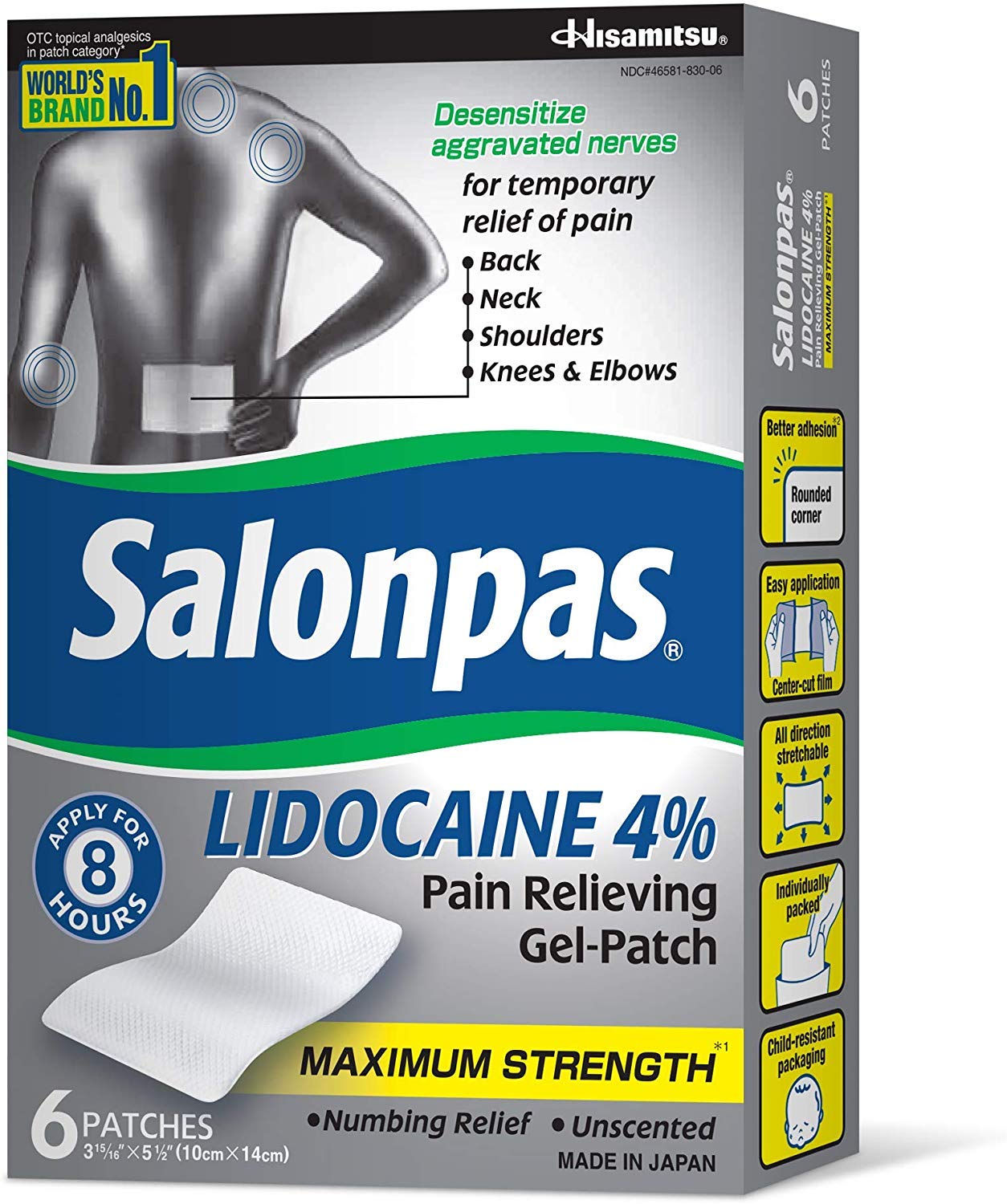 Salonpas LIDOCAINE (5 Pack Bundle) Pain Relieving Maximum Strength Gel Patch! Salonpas buy supplements canada