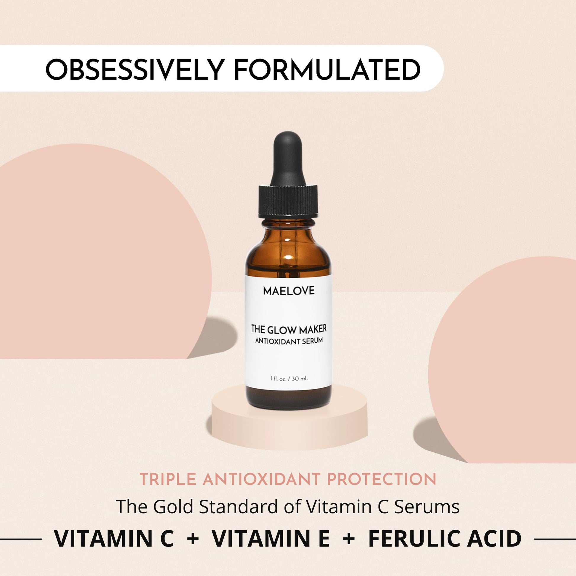 MAELOVE Glow Maker Vitamin C Serum with Vitamin E, Ferulic Acid & Hyaluronic Acid, Award-Winning Brightening MAELOVE buy supplements canada