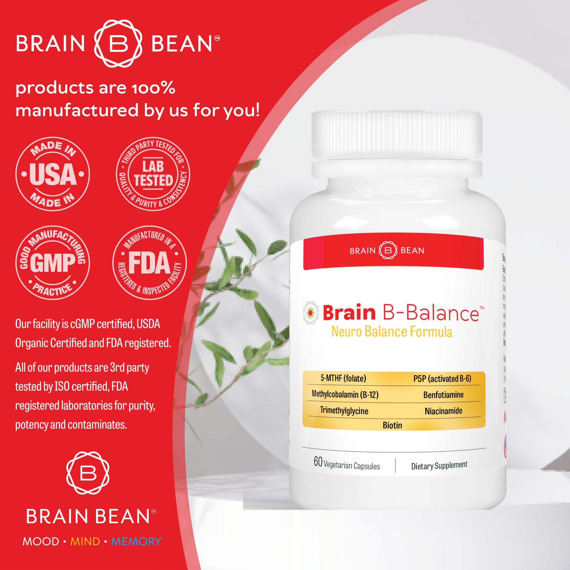 Brain B Balance: Methylated Multivitamin - Methylated B Complex Neurobalance Formula - Methylfolate Supports Mood Brain Bean buy supplements canada