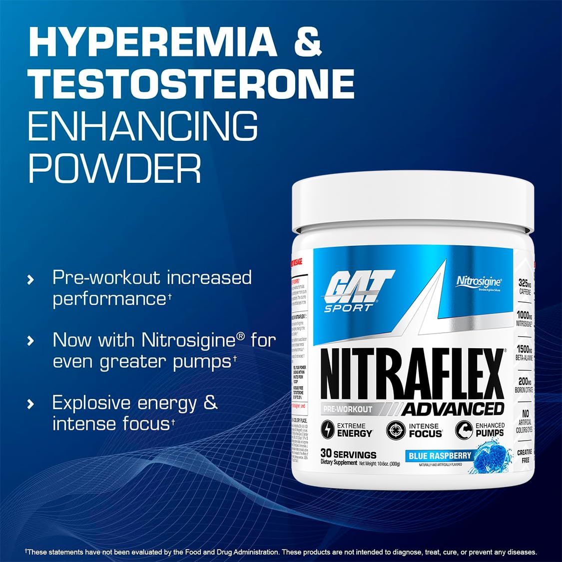 GAT SPORT Nitraflex Advanced Pre-Workout Powder, Increases Blood Flow, Boosts Strength and Energy, Improves Exercise Performance, (Blue Raspberry, 30 Servings) GAT SPORT buy supplements canada