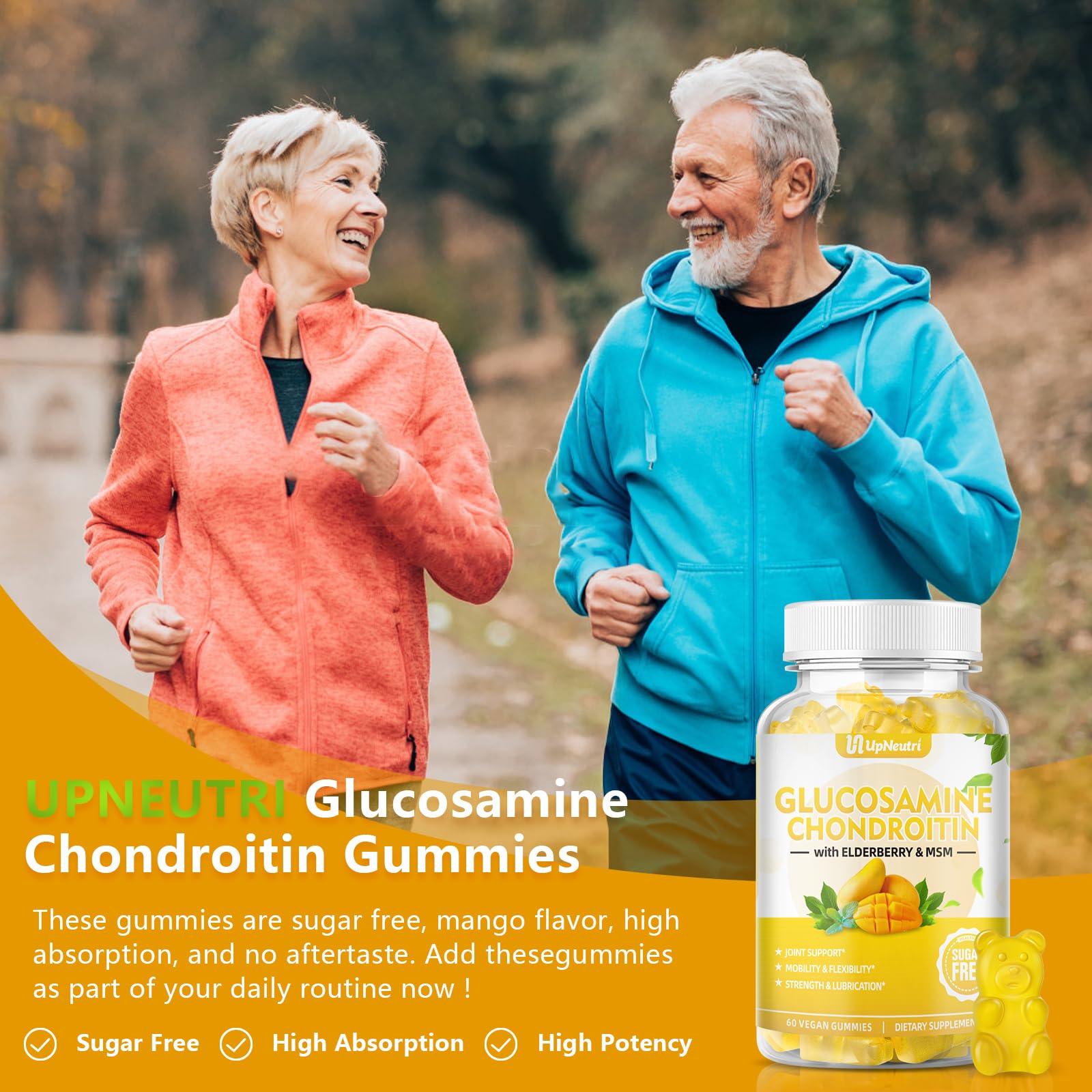 Sugar Free Glucosamine Chondroitin Gummies, Extra Strength 1500mg Glucosamine UPNEUTRI buy supplements canada