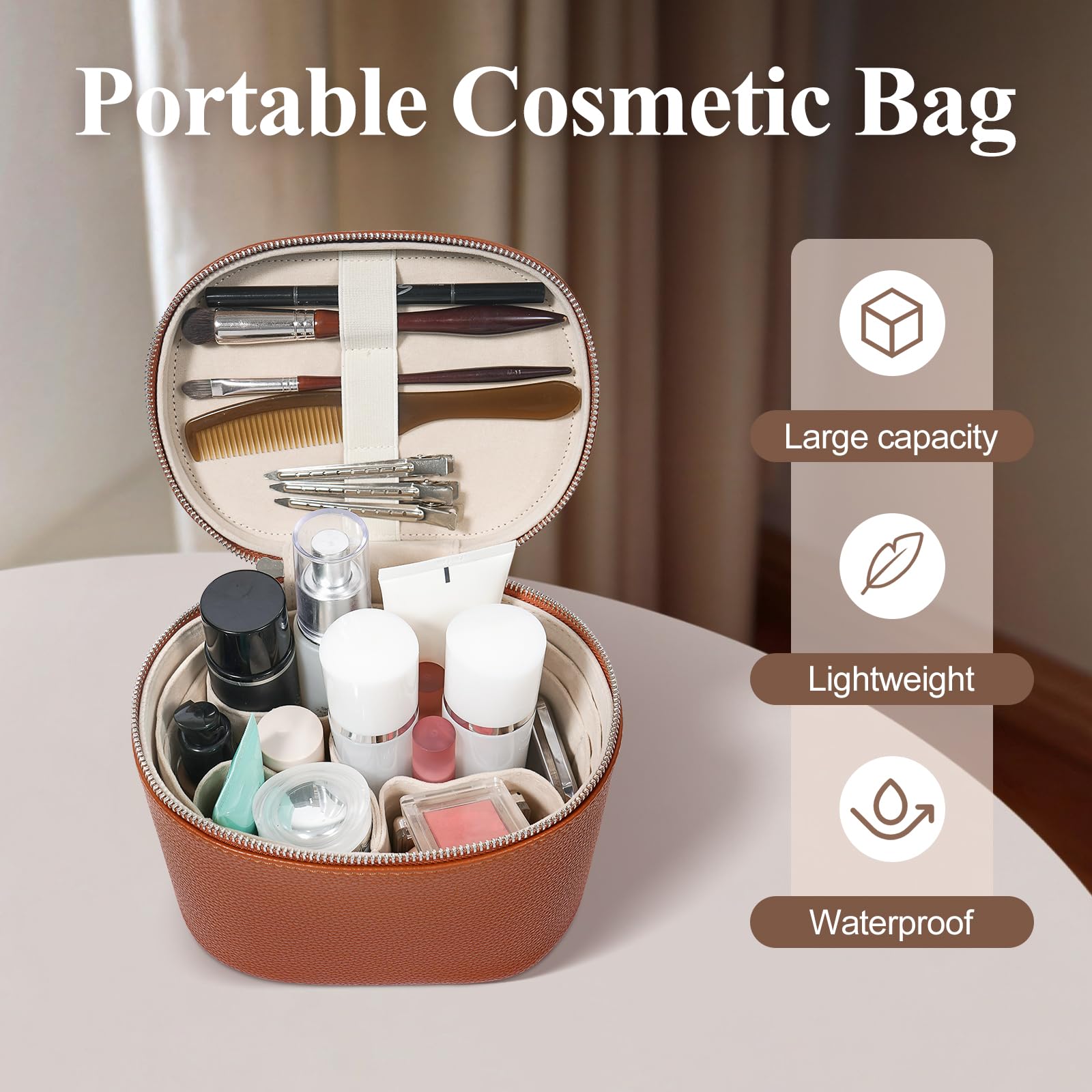 honitty Makeup Bag, Travel Make up Case with Compartments and Handle, Portable Cosmetic Organizer Bags,Toiletry Bag for Women honitty buy supplements canada