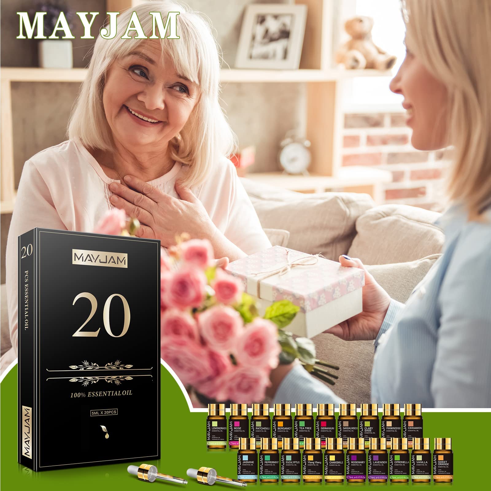 MAYJAM Tea Tree 20 Pcs Pure Essential Oil Gift Set, for Diffuser, Humidifiers, Skin Care, Massage MAYJAM buy supplements canada