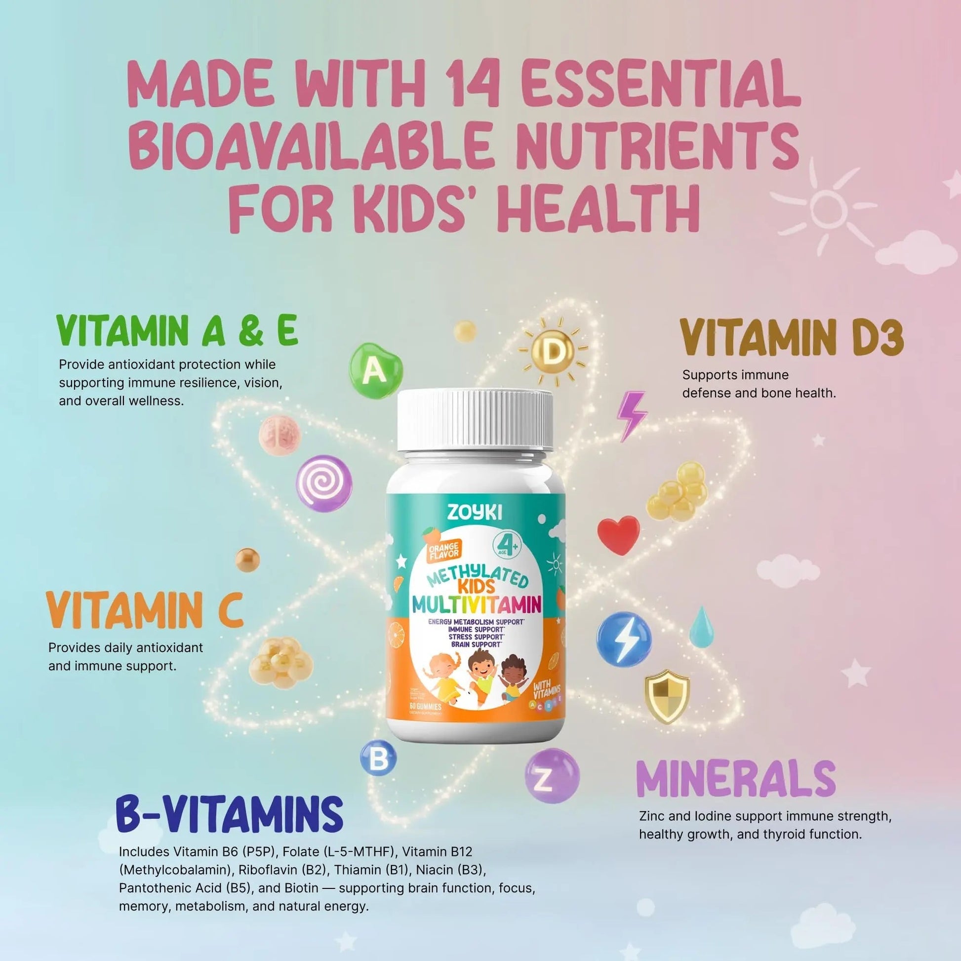 Zoyki Methylated Multivitamin Gummies for Kids - Children’s MTHFR Support Supplement with B Complex 5-MTHF Folate (L-Methylfolate) Zoyki buy supplements canada