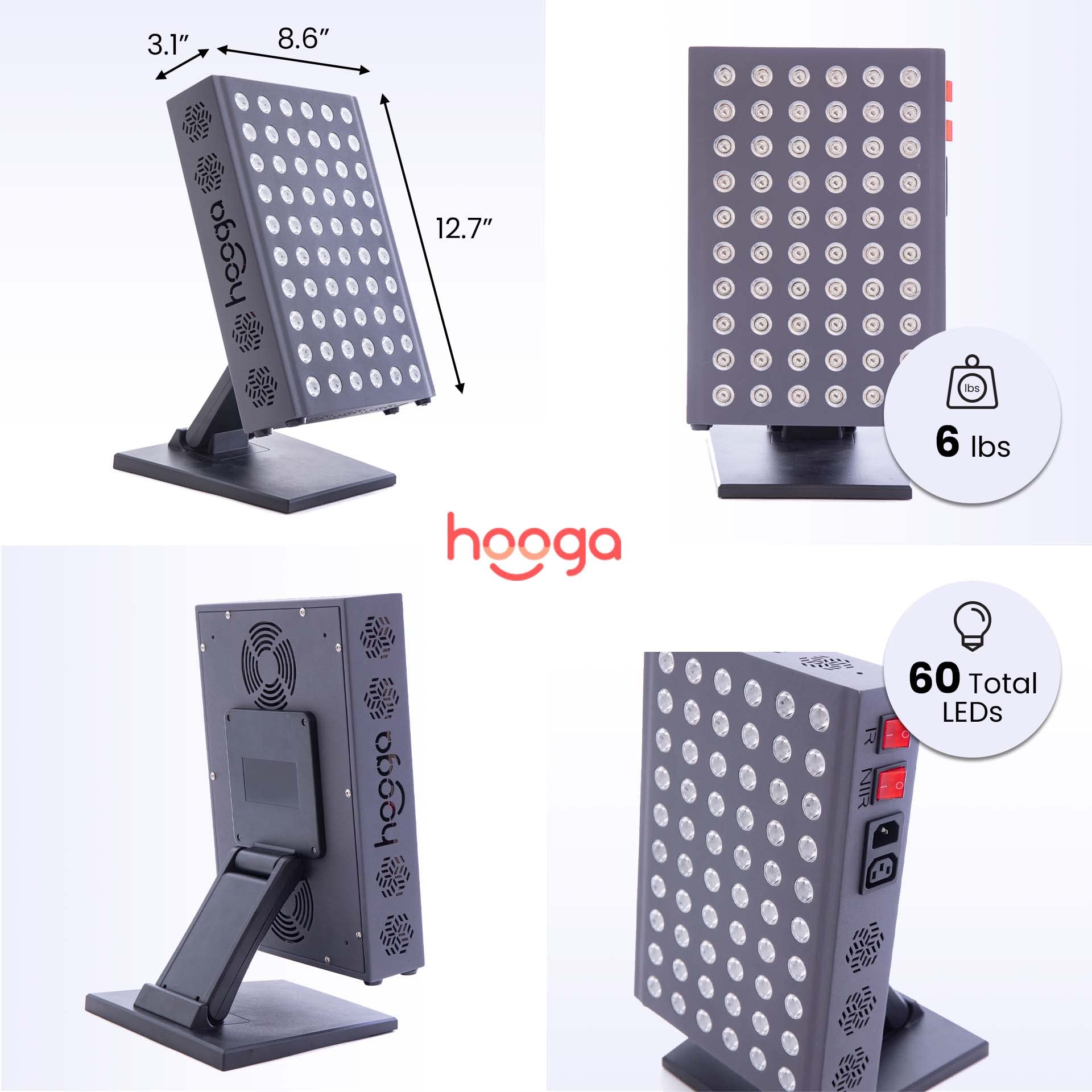 Hooga Red Light Therapy 660nm 850nm Red Near Infrared, Dual Chip Flicker Free LEDs, PRO Series hooga buy supplements canada