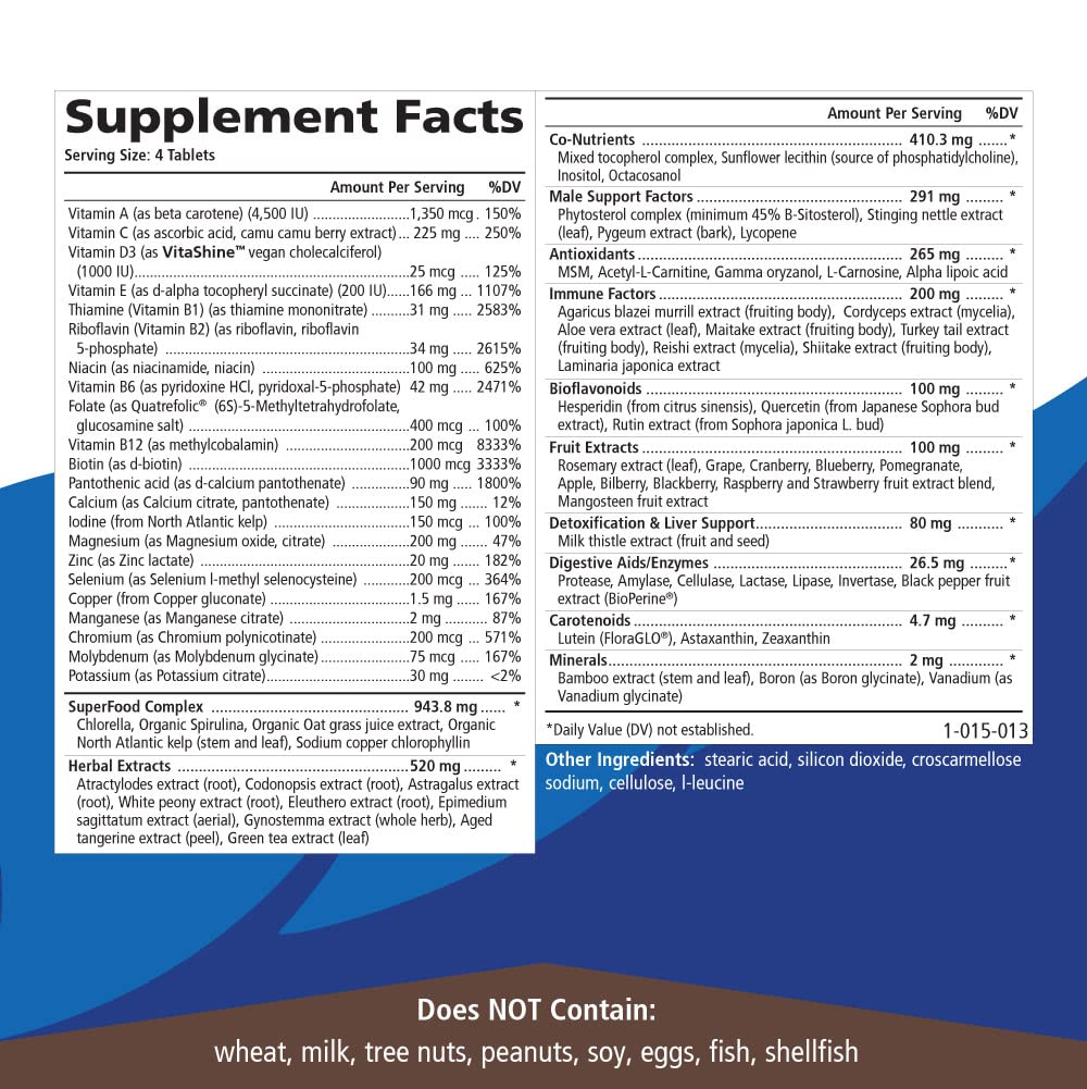PURE ESSENCE LABS Longevity Multivitamin for Men Over 40 - Super Energetic with Superfoods, Minerals, Enzymes, Vitamin D3, B12, Biotin - 120 Tablets PURE ESSENCE LABS buy supplements canada