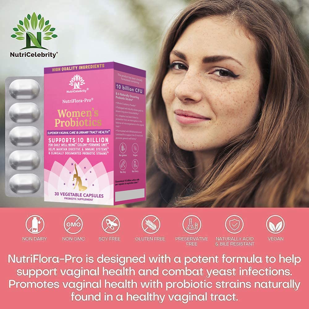 NutriCelebrity NutriFlora-Pro Probiotics for Women, Vaginal, Urinary Health, Immune System Digestive Nutricelebrity buy supplements canada