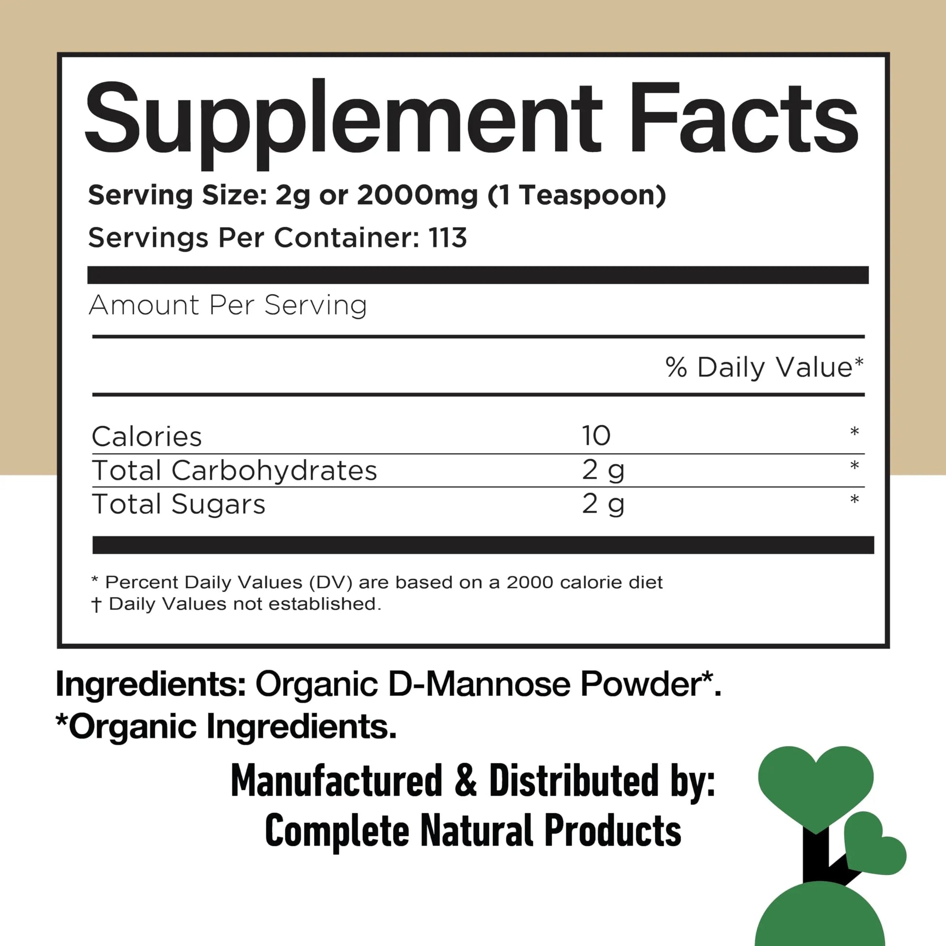 CNP Organic D Mannose Powder 2000mg - Powder D Mannose Supplement for UTI Support, Pure D-Mannose Powder from Guar Beans, Vegan Non GMO Clean Formula, Bladder Urinary Tract Health Supplement Use Complete Natural Products buy supplements canada