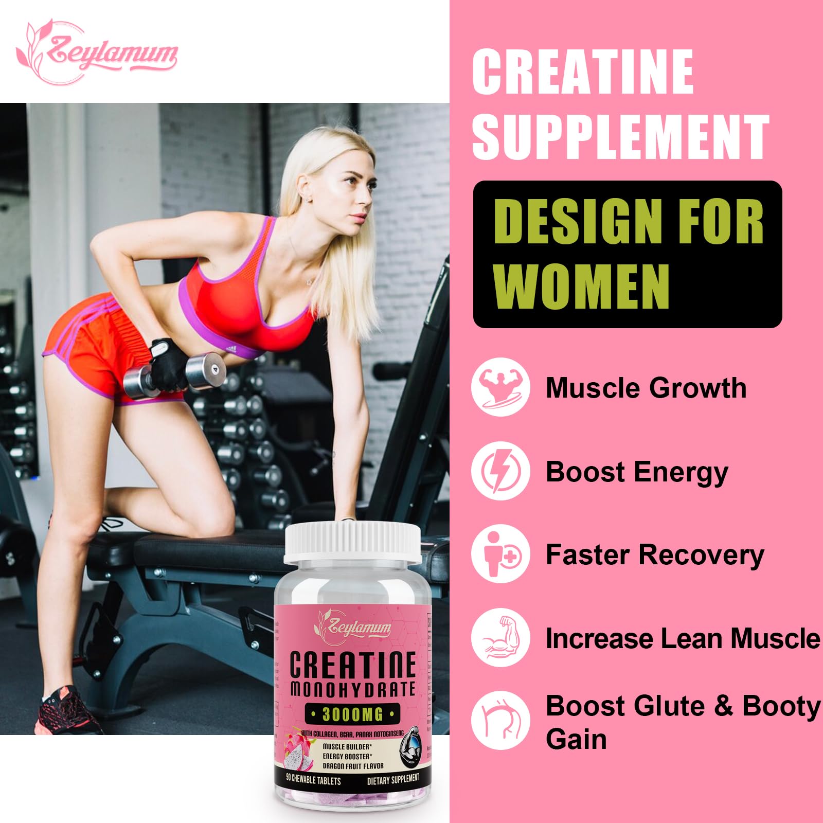 Creatine Monohydrate for Women, Creatine Supplement 3000mg, with Hydrolyzed Zeylamum buy supplements canada