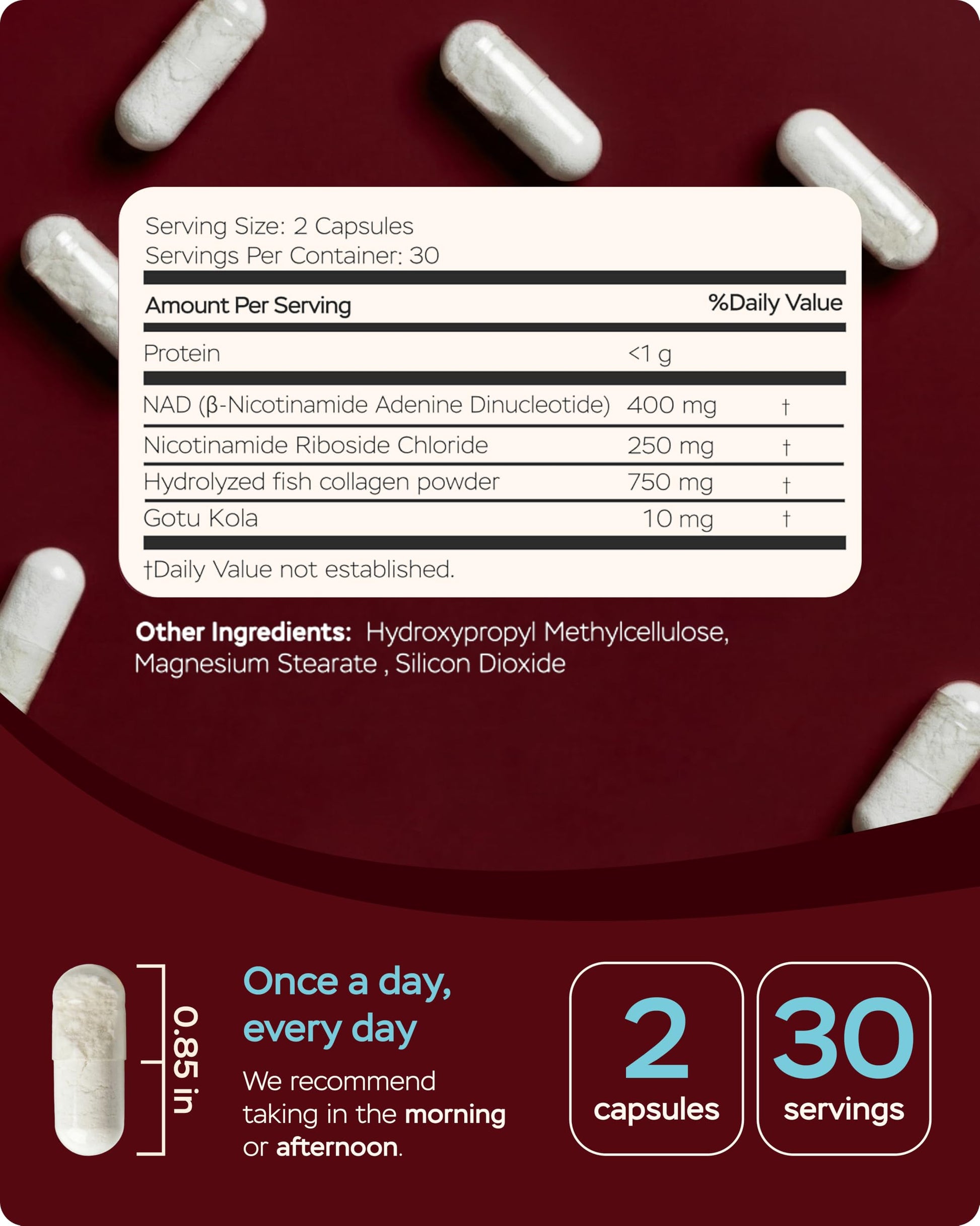 Gotu Kola and NAD Plus Supplement 1400mg - NMNH Supplement Alternative Supports Healthy Aging Complex with Nicotinamide Riboside & Gotu Kola, Collagen - Formula for Energy, Skin & Cognitive, 60 Caps 4Well Products buy supplements canada