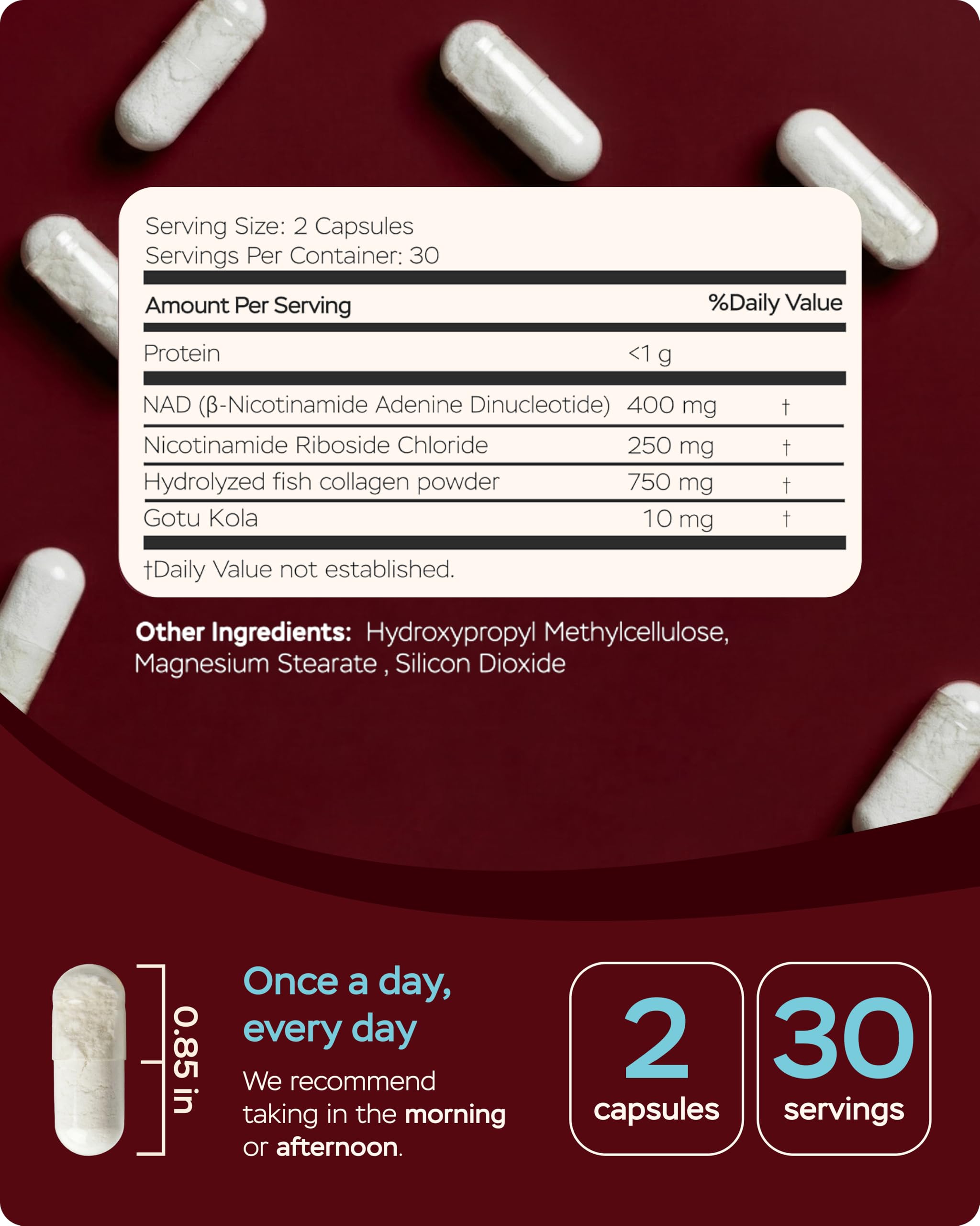 Gotu Kola and NAD Plus Supplement 1400mg - NMNH Supplement Alternative Supports Healthy Aging Complex with Nicotinamide Riboside & Gotu Kola, Collagen - Formula for Energy, Skin & Cognitive, 60 Caps 4Well Products buy supplements canada