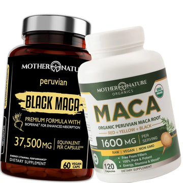 Powerful Maca Blend for Men – Black, Red & Yellow Maca Capsules | Supports Energy, Stamina & Endurance | Promotes Hormonal Balance & Vitality Mother Nature Organics Superfoods for Organic Living buy supplements canada