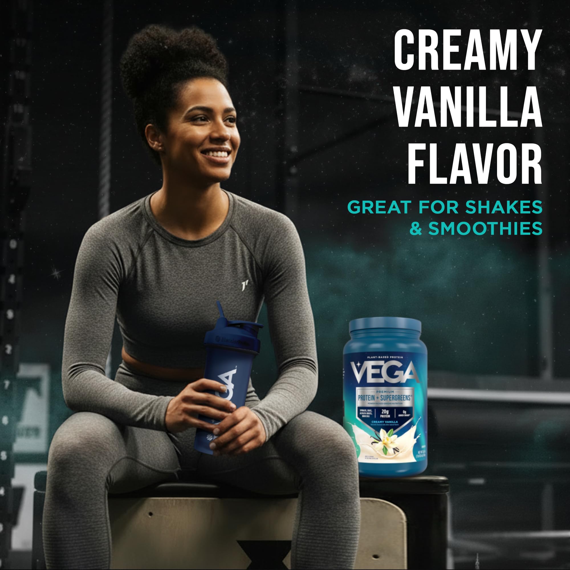 Vega Premium Protein + Supergreens, Creamy Vanilla – 20g Vegan Protein, Dairy & Gluten Free, 26.9 oz (25 Servings) Vega buy supplements canada