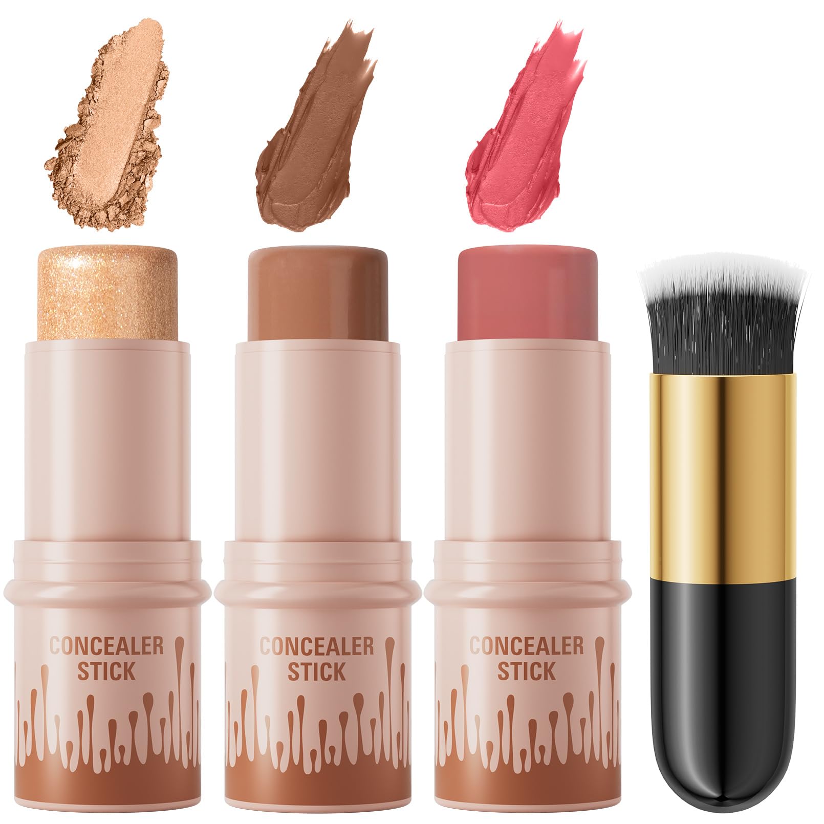 3Pcs Cream Contour Sticks Kit, Highlighter Stick Blush Stick Cream Contour Kit Makeup Set with Brush,Face Brightens & Shades Contour Stick Waterproof for Women QIC buy supplements canada