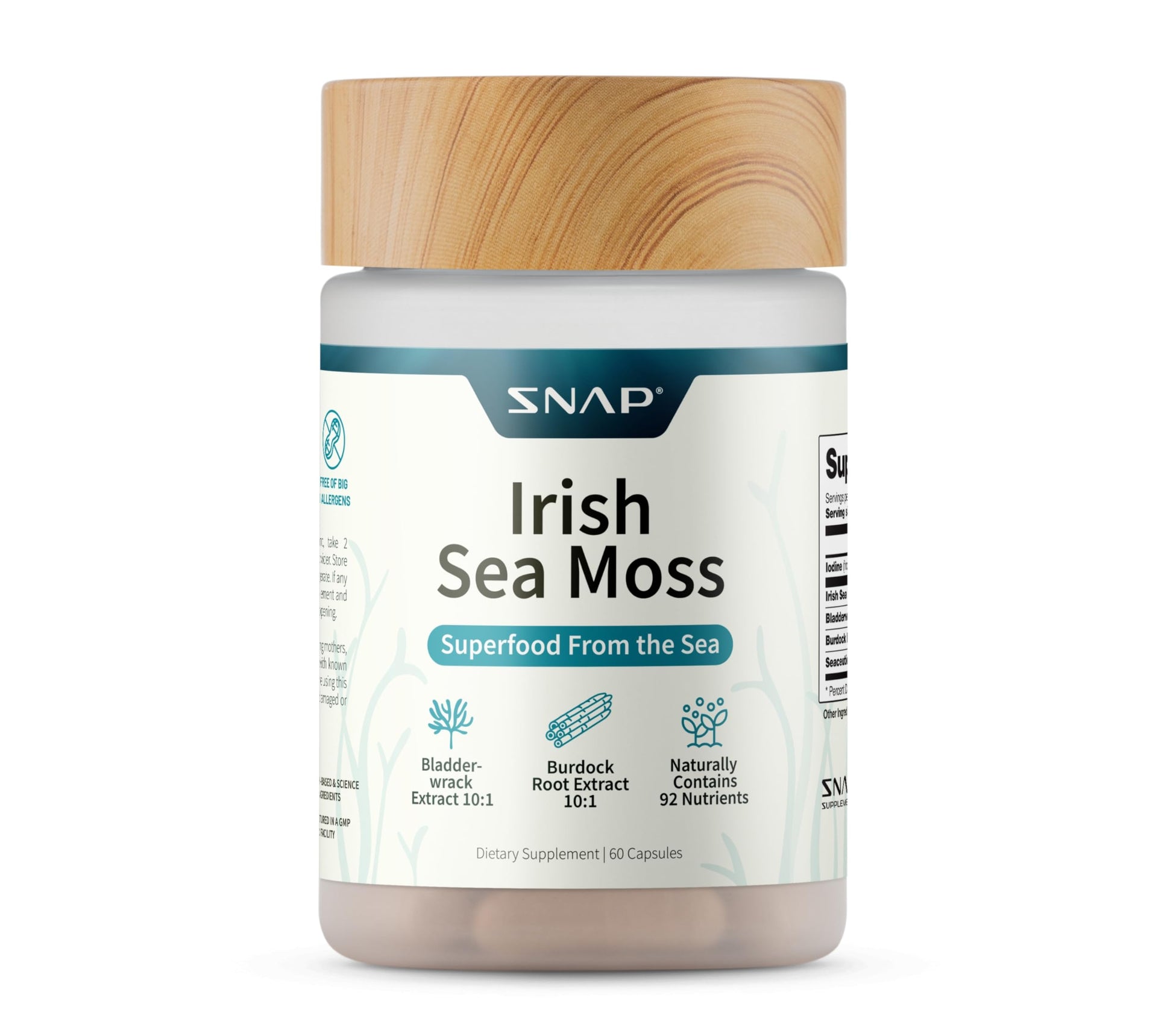 Snap Supplements Irish Sea Moss with Bladderwrack, Burdock Root & Iodine – Natural Sea Moss Supplement to Support Gut Health, Energy & Healthy-Looking Skin, 60 Vegan Capsules (1 Month Supply) Snap Supplements buy supplements canada