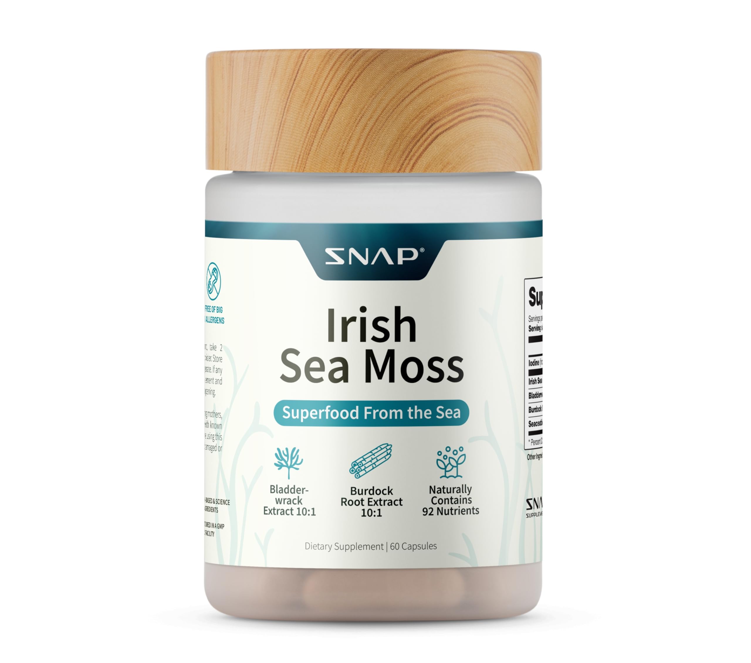 Snap Supplements Irish Sea Moss with Bladderwrack, Burdock Root & Iodine – Natural Sea Moss Supplement to Support Gut Health, Energy & Healthy-Looking Skin, 60 Vegan Capsules (1 Month Supply) Snap Supplements buy supplements canada