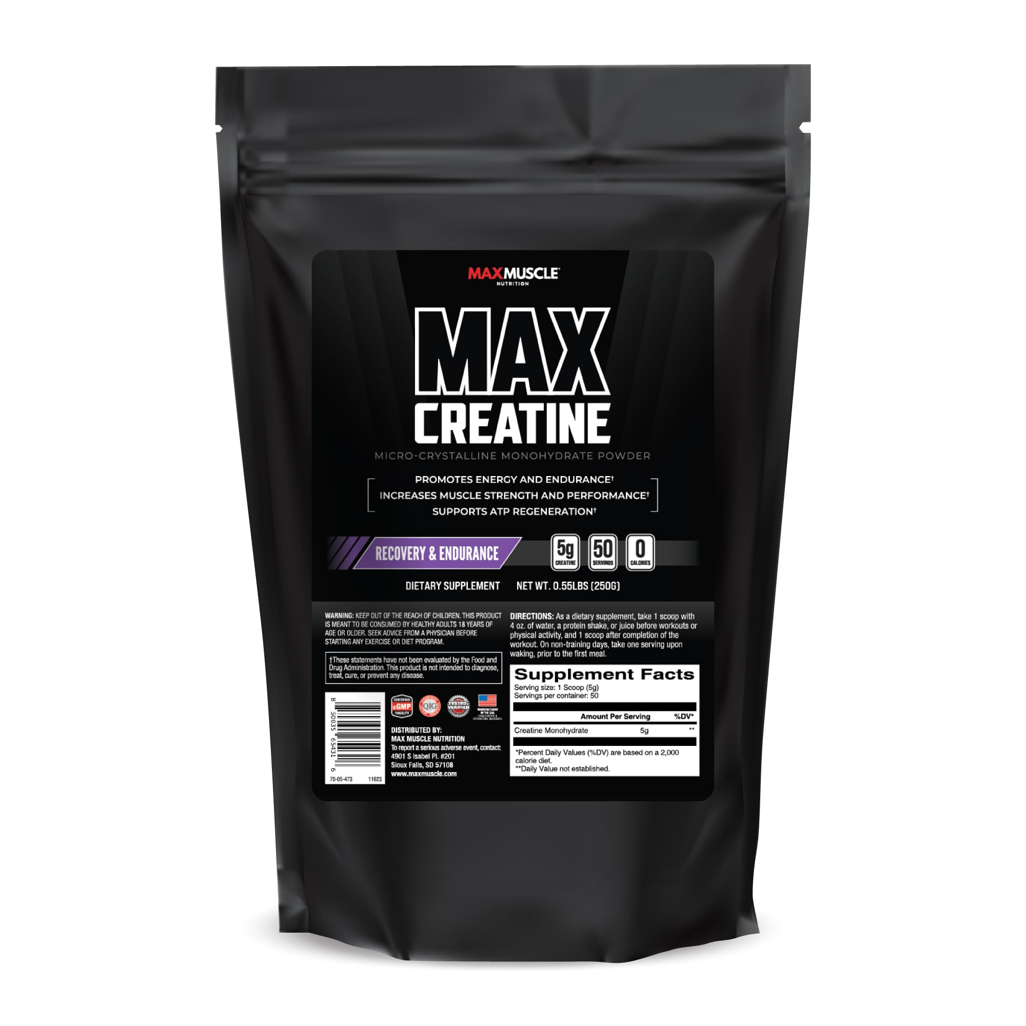 Max Muscle Ultra Pure Creatine Monohydrate Powder 5000 mg (5 Grams) | 3rd Party Purity Tested | 100% Micronized and Unflavored for Maximum Absorption | Keto Friendly | 8.8 Ounces | 50 Servings Max Muscle buy supplements canada
