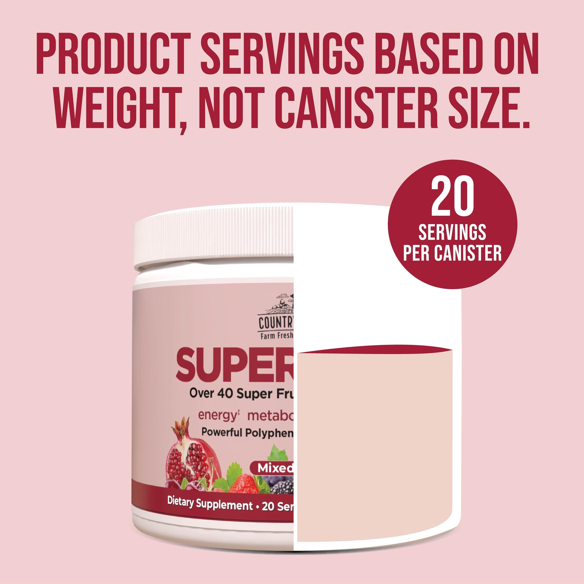 COUNTRY FARMS Super Reds, Energizing Polyphenol Superfood, 48 Super Fruits and Berries, Powerful Antioxidants and Polyphenols, Supports Energy, 20 Servings, Mixed Berry Flavor Country Farms buy supplements canada