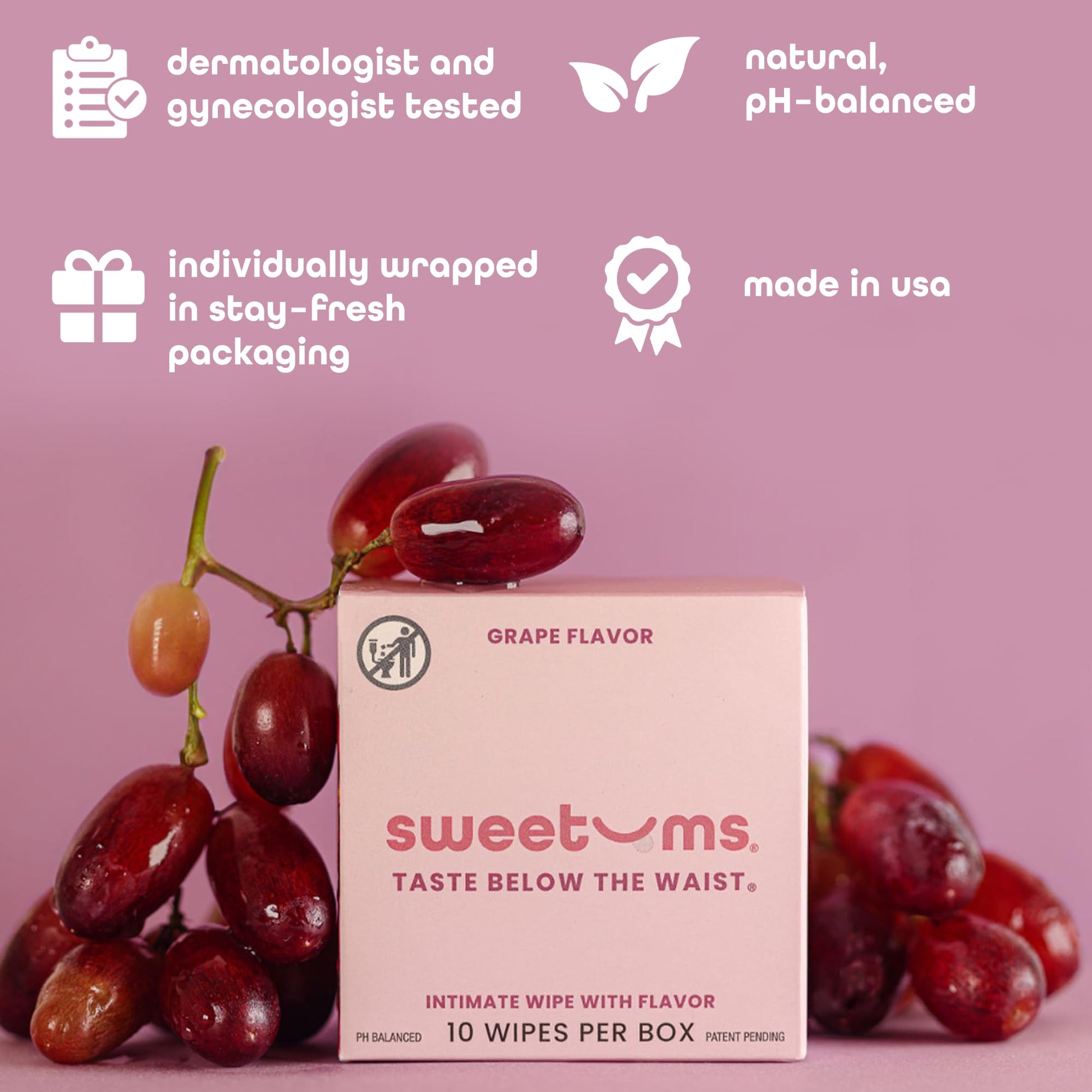 Sweetums Feminine Wipes For Women, Individually Wrapped - pH Balanced Flavored Intimate Wipes Sweetums buy supplements canada