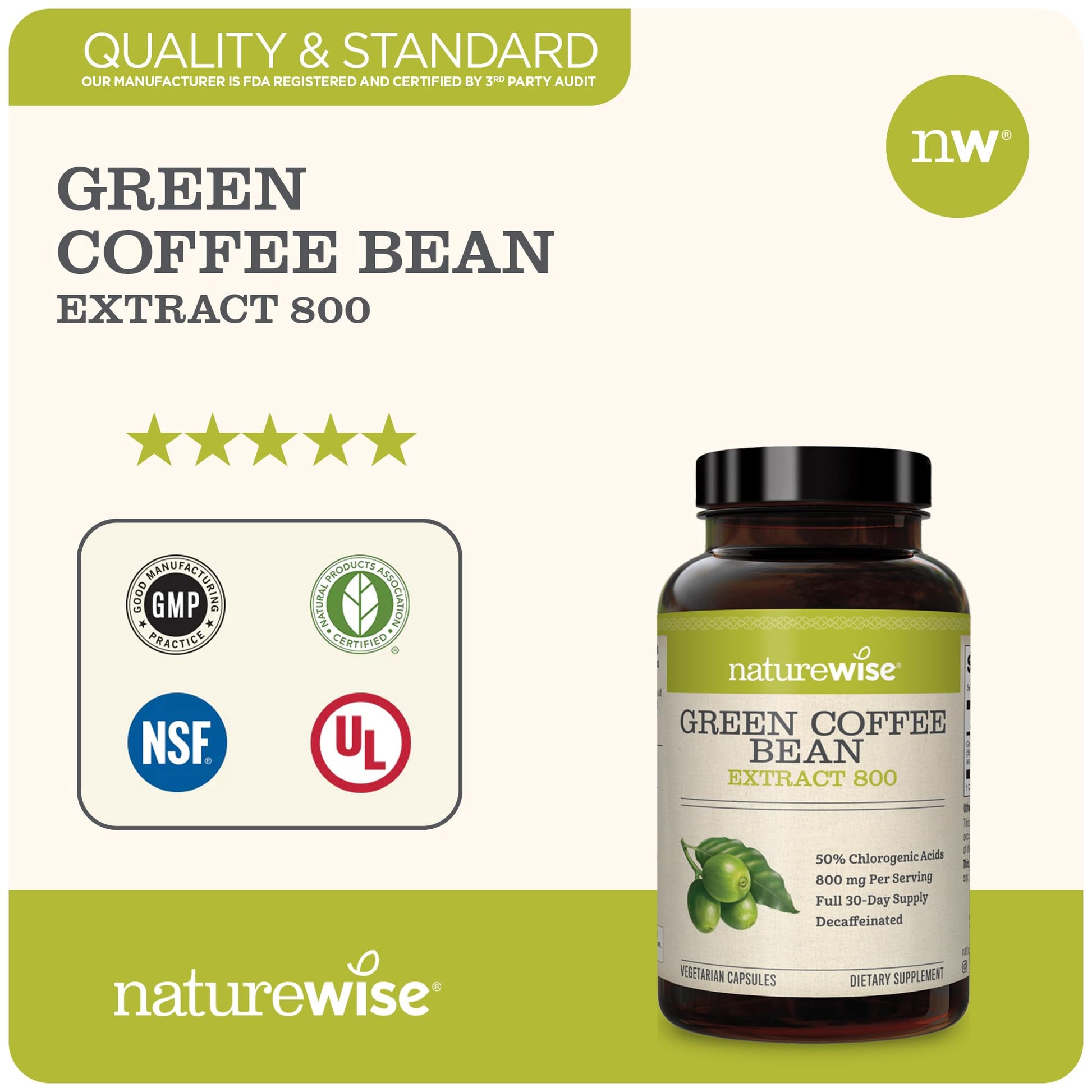 NatureWise Green Coffee Bean 800mg Max Potency Extract 50% Chlorogenic Acids NatureWise buy supplements canada