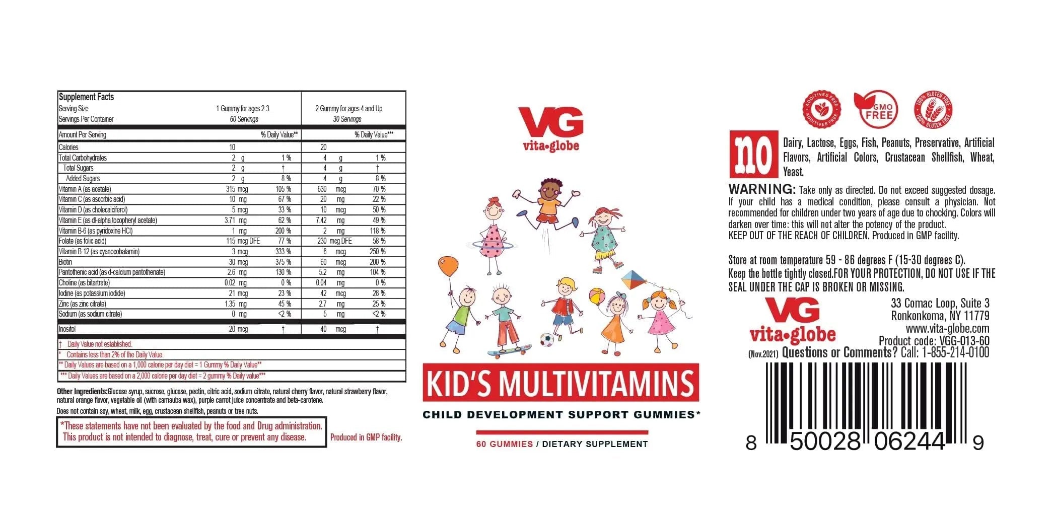 VITA GLOBE Kids Complete Multivitamin Gummies – with Vitamins A, C, D, E, B6 & B12 | Daily Immune, Growth & Wellness Support | VITA GLOBE buy supplements canada