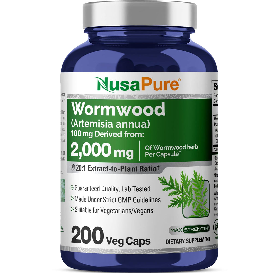 NusaPure Wormwood Capsules 2000mg | Artemisia Annua Herb | 200 Count | Non-GMO & Vegan Supplement NusaPure buy supplements canada