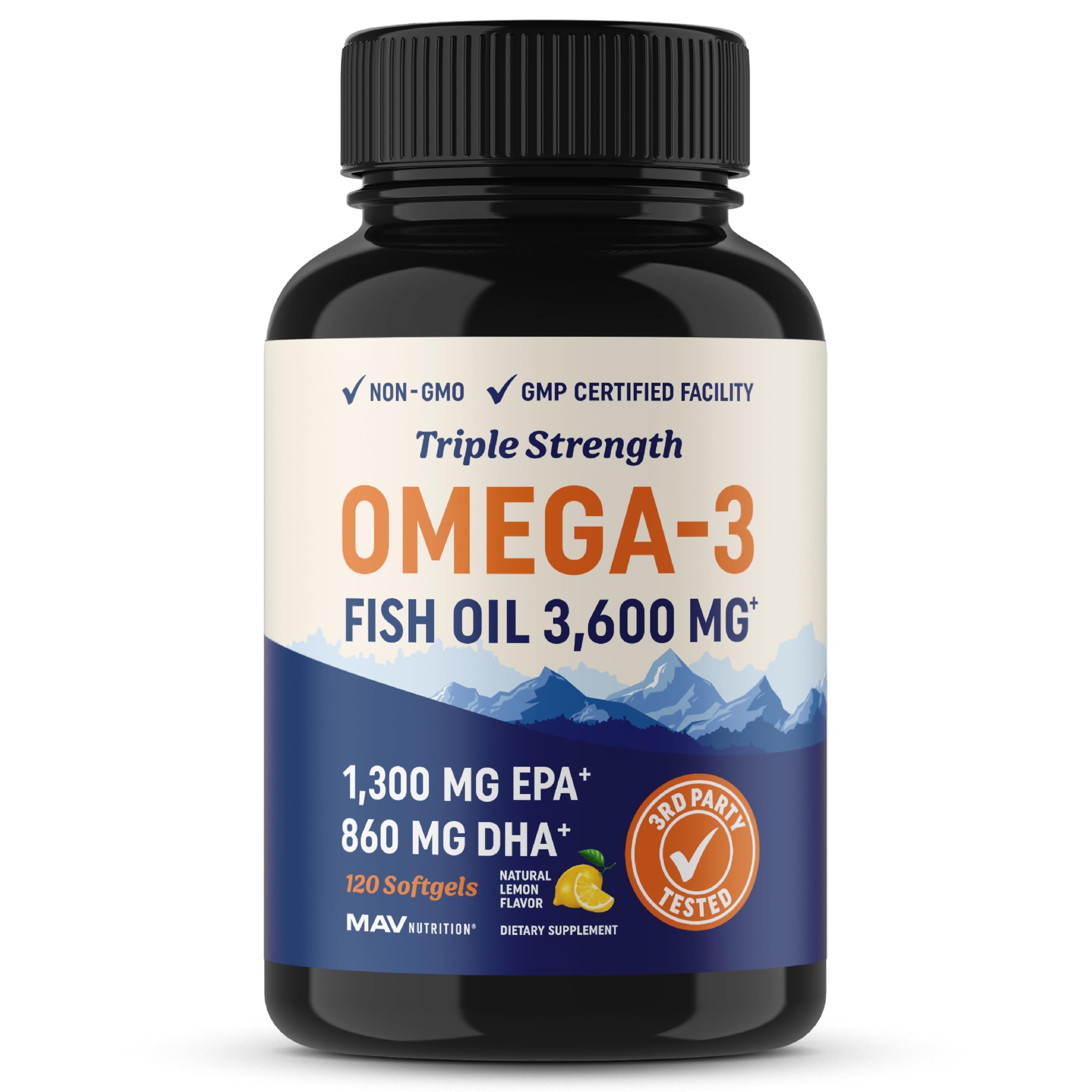 Triple Strength Omega 3 Fish Oil | 3600 mg EPA & DHA | Over 2100mg of Omega 3 Fatty MAV NUTRITION buy supplements canada