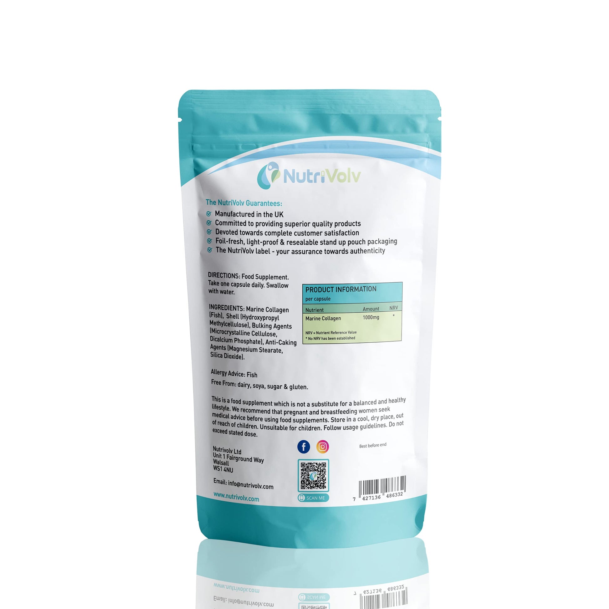 Nutrivolv Collagen Marine (1000mg) Supplement for Skin , Anti Ageing Nutrivolv buy supplements canada