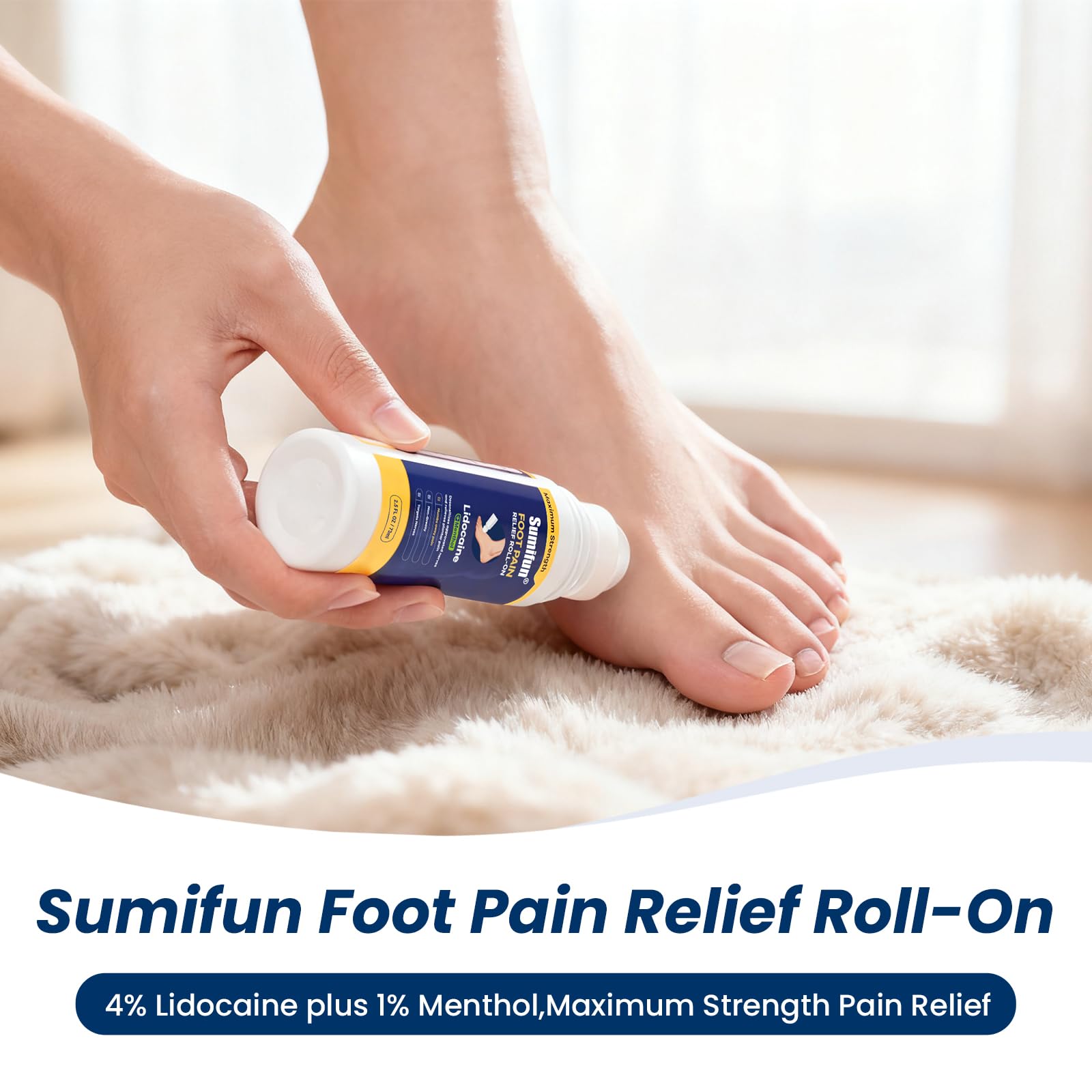 Sumifun Foot Pain Relief Lidocaine Roll-On - Maximum Strength OTC for Plantar Fasciitis & Heel Pain - Fast-Drying, Non-Greasy Formula, 2.5 Fl Oz Sumifun buy supplements canada