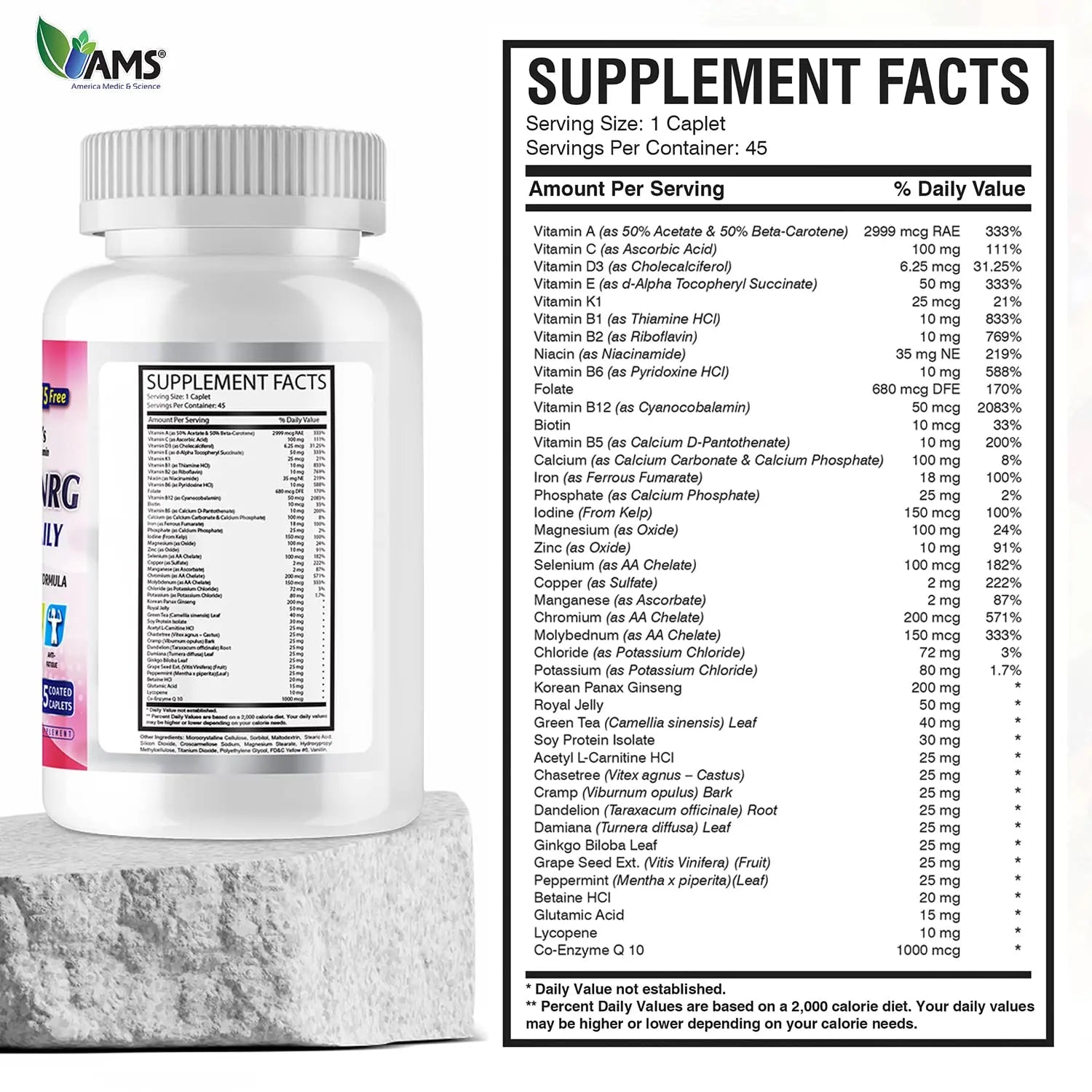 America Medic & Science Multivitamins for Women, Multi-NRG, 45 Coated Caplets, One Daily, Immune Support Supplements, Vitamin C & B Complex America Medic & Science buy supplements canada