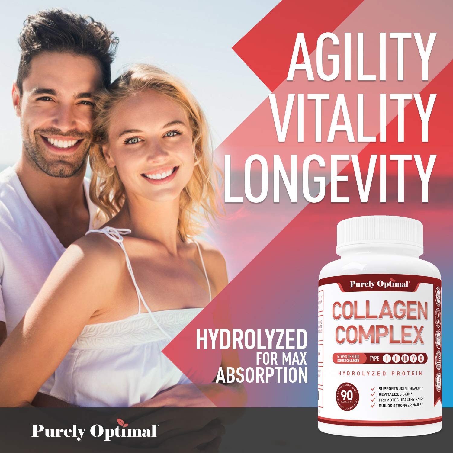 Purely Optimal Premium Multi Collagen Peptides Capsules (Types I, II, III, V, X) - Hair Purely Optimal buy supplements canada