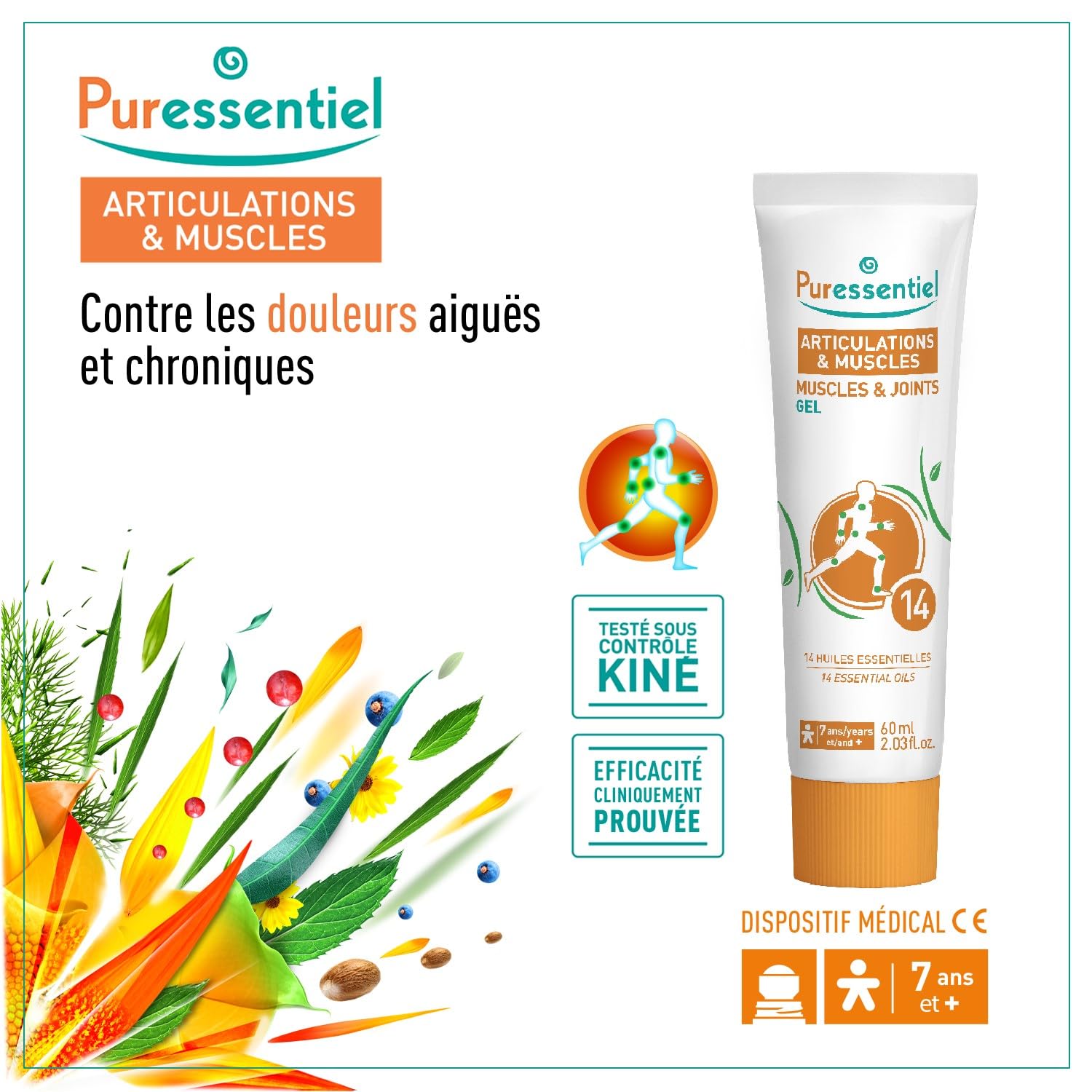 Puressentiel Muscles and Joints Gel - Soothing Gel for Muscle Relief and Knee Relief - Cooling Gel for Foot Relief - Back Gel - 2.02 oz Puressentiel buy supplements canada
