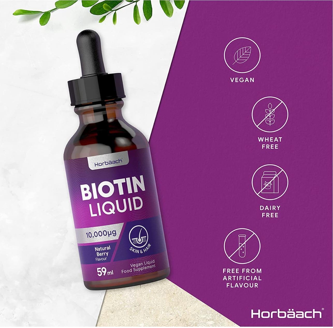 Biotin Liquid Drops for Hair & Skin Support | 10000 mcg Supplement | 59 ml Vitamin B7 Horbäach buy supplements canada