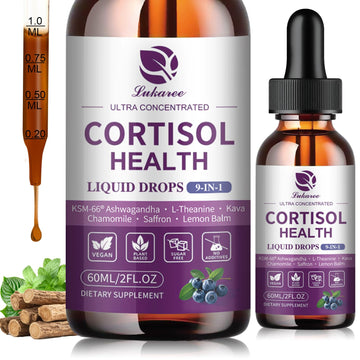 Cortisol Supplements for Women, Cortisol Reducer Manager Detox with KSM-66® Ashwagandha, Kava, Lemon Balm & Vitamin C B5 B6, Lower Cortisol, Hormone Harmony Liquid Drops, 2 FL.OZ, Blueberry Flavor Lukaree buy supplements canada