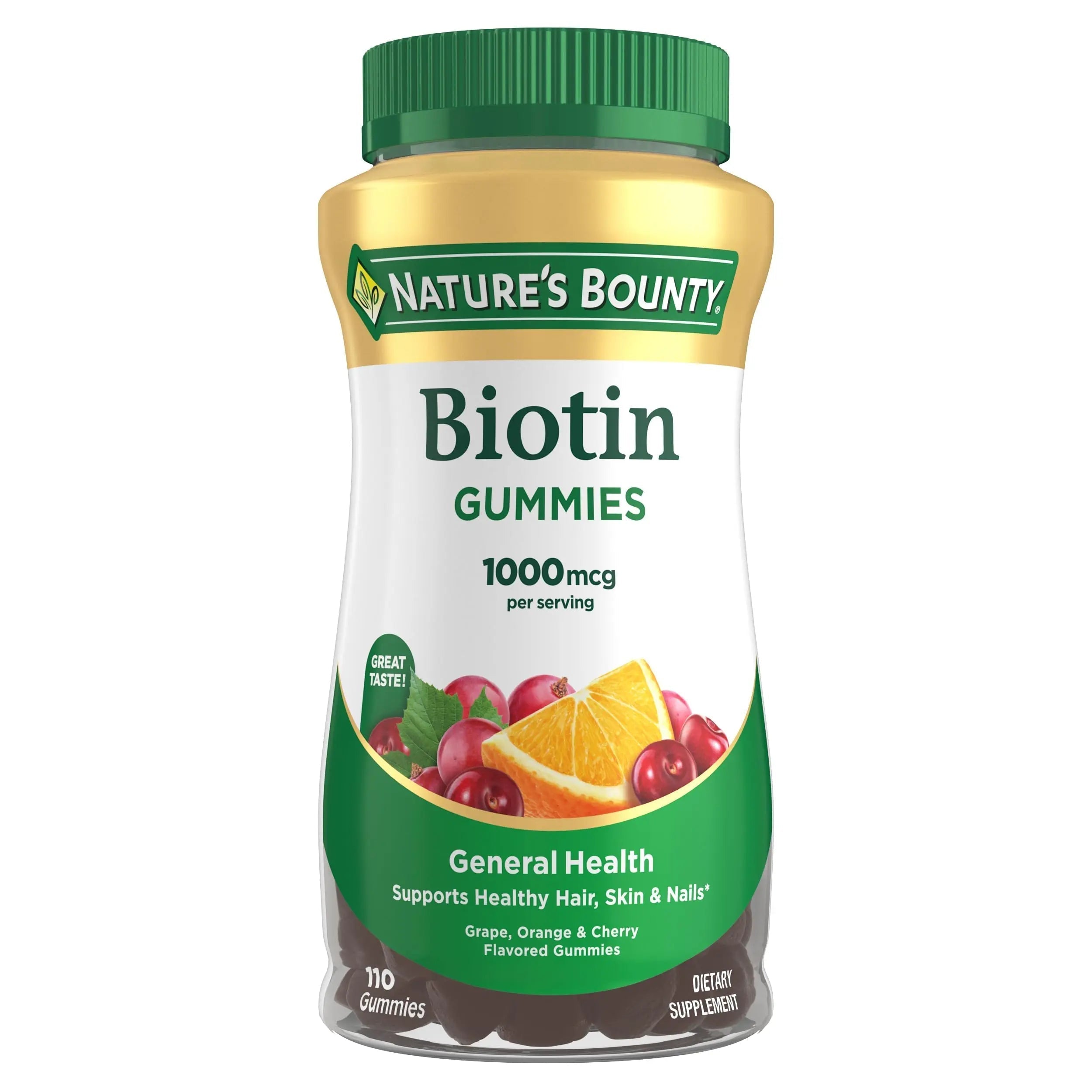 Nature's Bounty Biotin Gummy, Vitamin Supplement, Supports Healthy Hair, Skin, and Nails, Fruit Flavored Gummies, 1000 mcg, 110 Count Nature's Bounty buy supplements canada