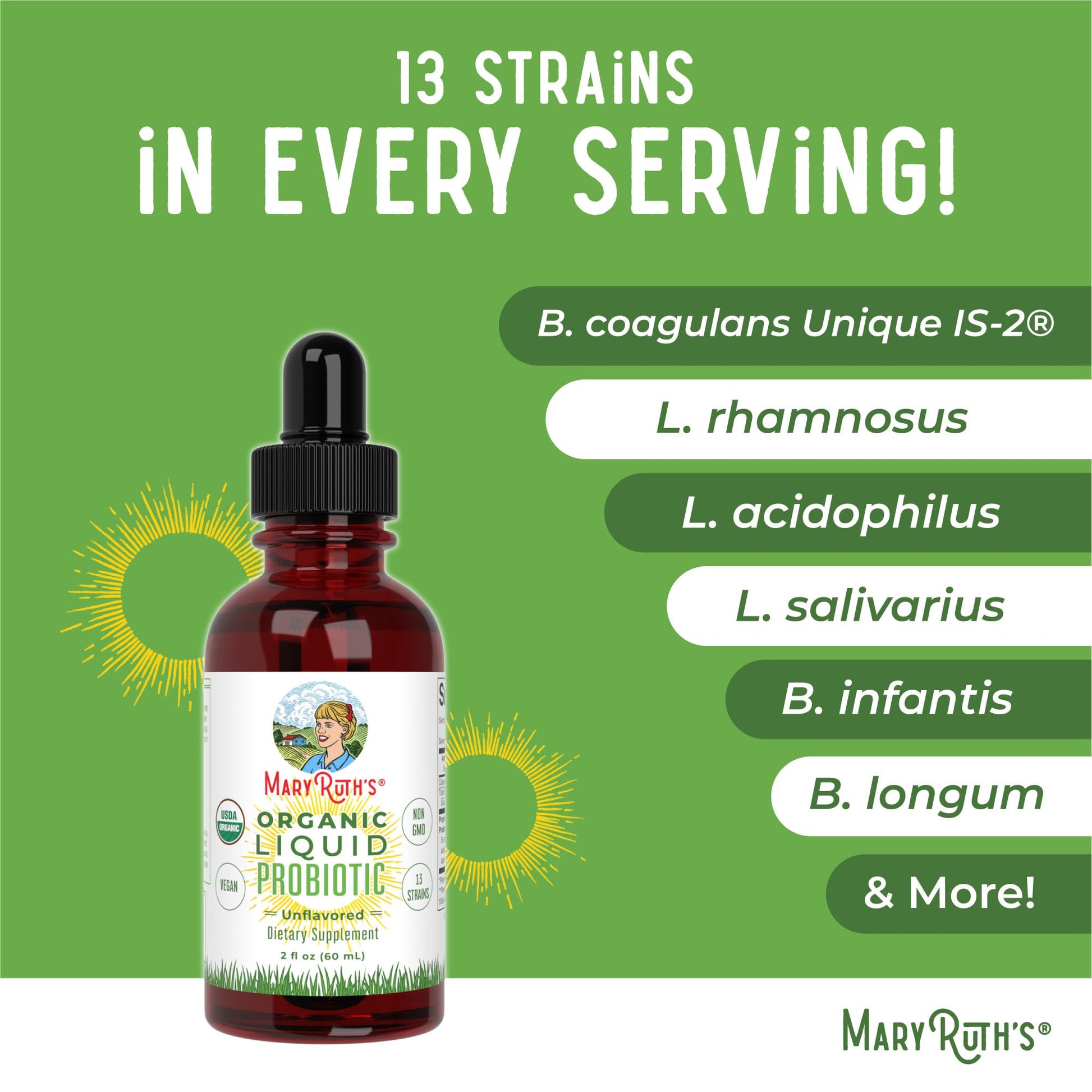 MaryRuth Organics Liquid Probiotic for Ages 4+ | 2 Billion CFU | 13 Probiotic Strains | Gut Health & Digestive Support | Gas & Bloating Support | Vegan | Gluten Free | Travel-Friendly | 20 Servings MARYRUTH'S buy supplements canada