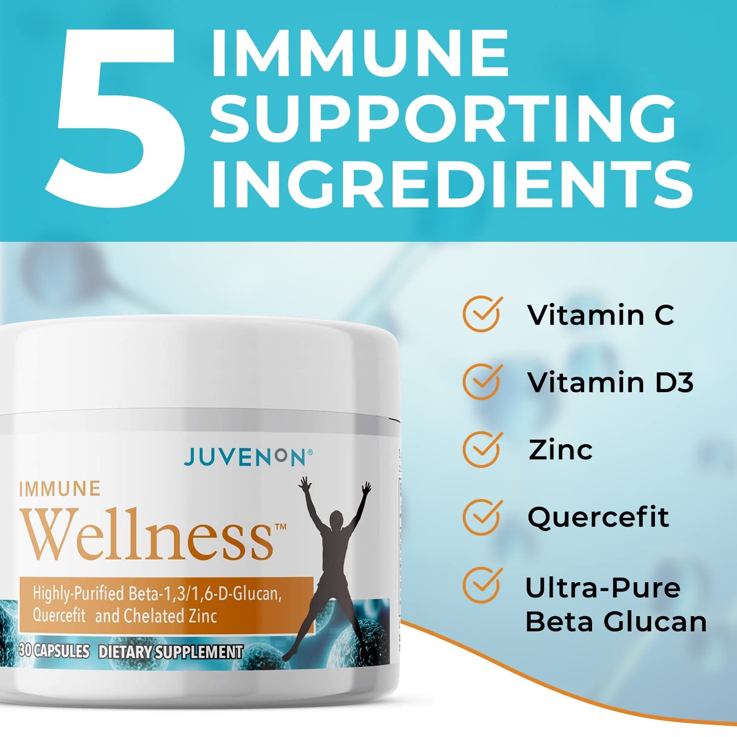 Juvenon Immune Wellness Defense Supplement with Vitamin C, Chelated Zinc Immune Booster Antioxidant Benefits for Adults, Healthy Aging, Heart Health, 30 Capsules Juvenon buy supplements canada